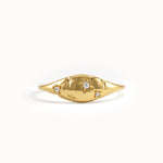 14k Solid Gold Star Signet Ring for Women - BRENNMORE 