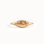 14k Solid Gold Star Signet Ring for Women - BRENNMORE 