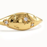 14k Solid Gold Star Signet Ring - BRENNMORE 