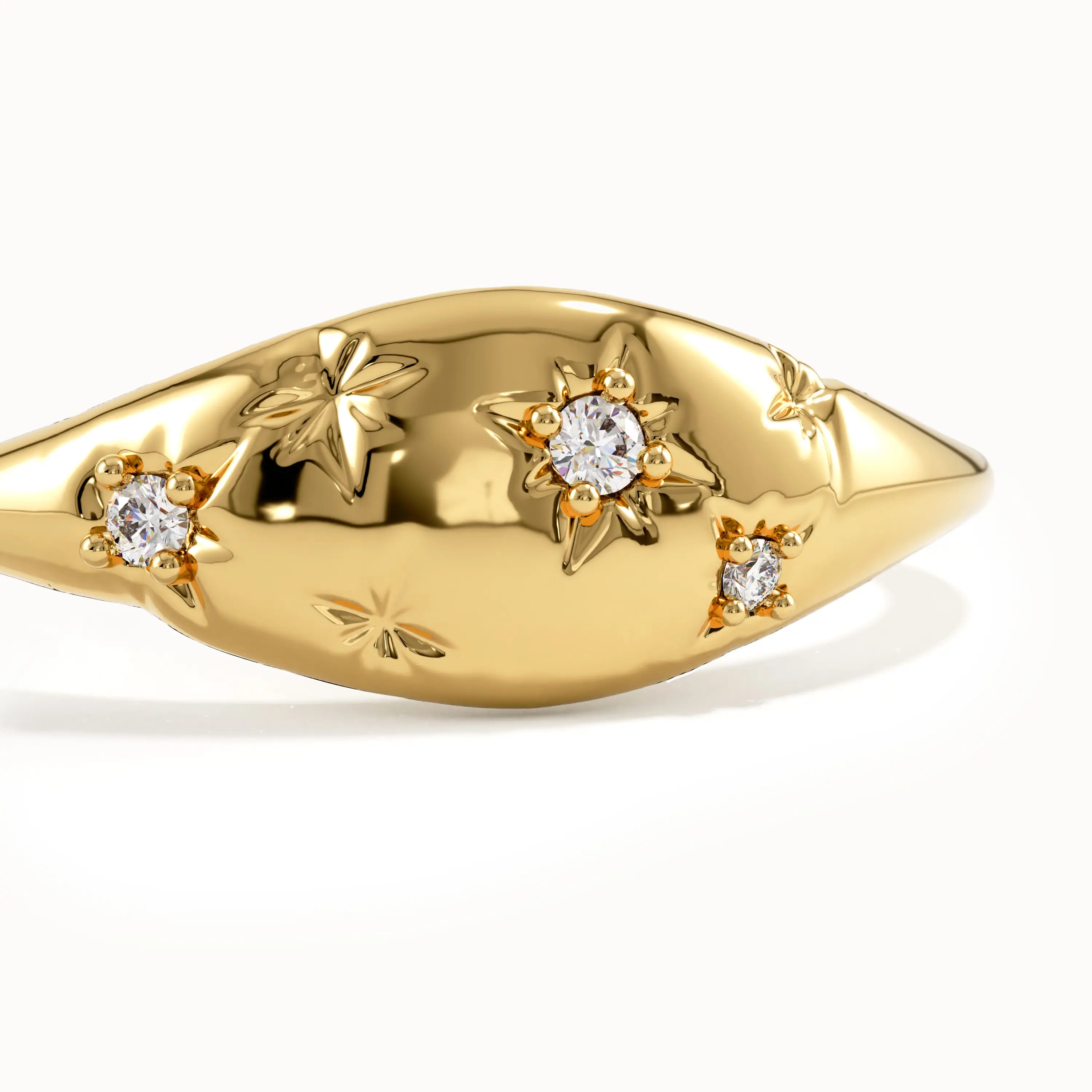 14k Solid Gold Star Signet Ring - BRENNMORE 