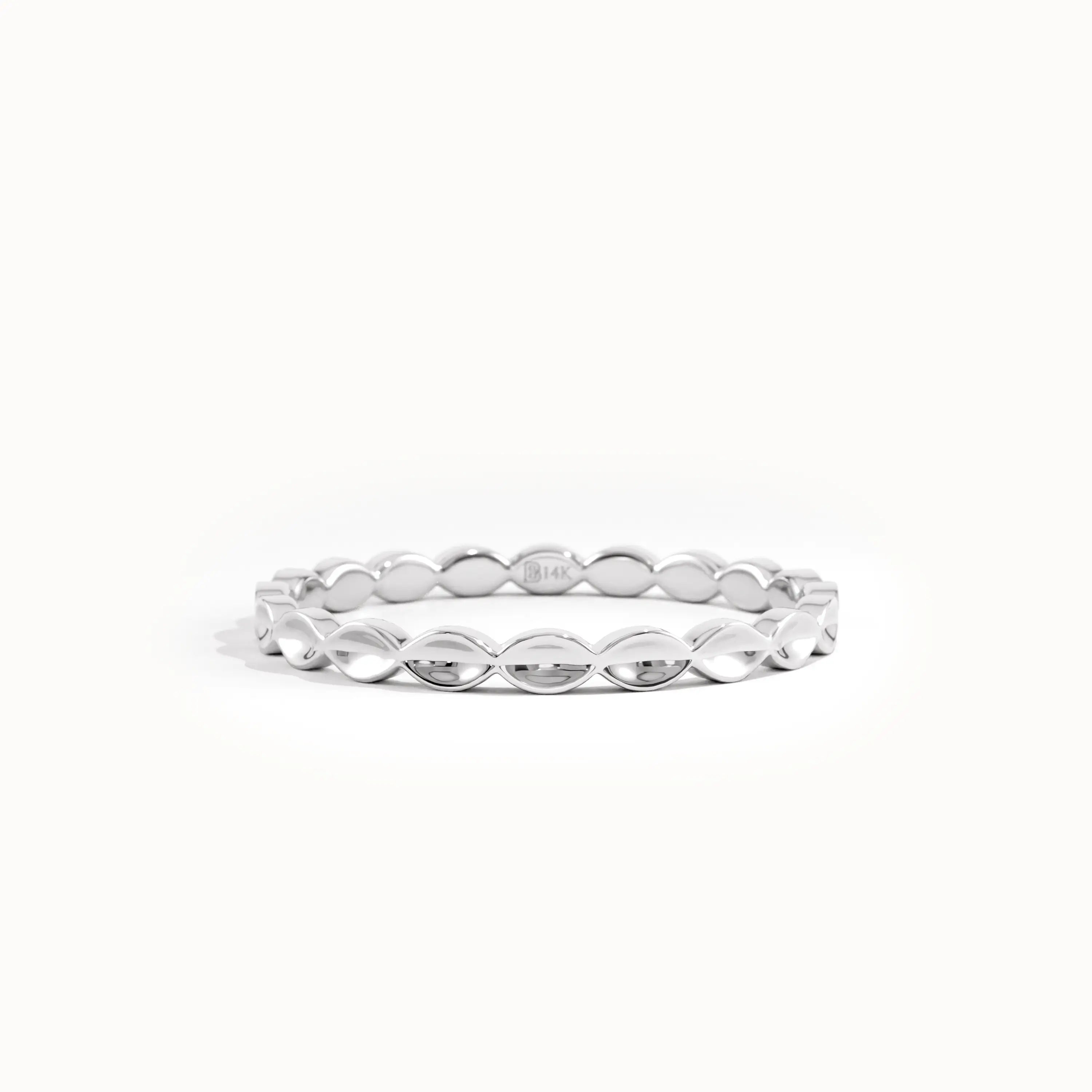 14K Solid Gold Stacking Ring for Women - BRENNMORE