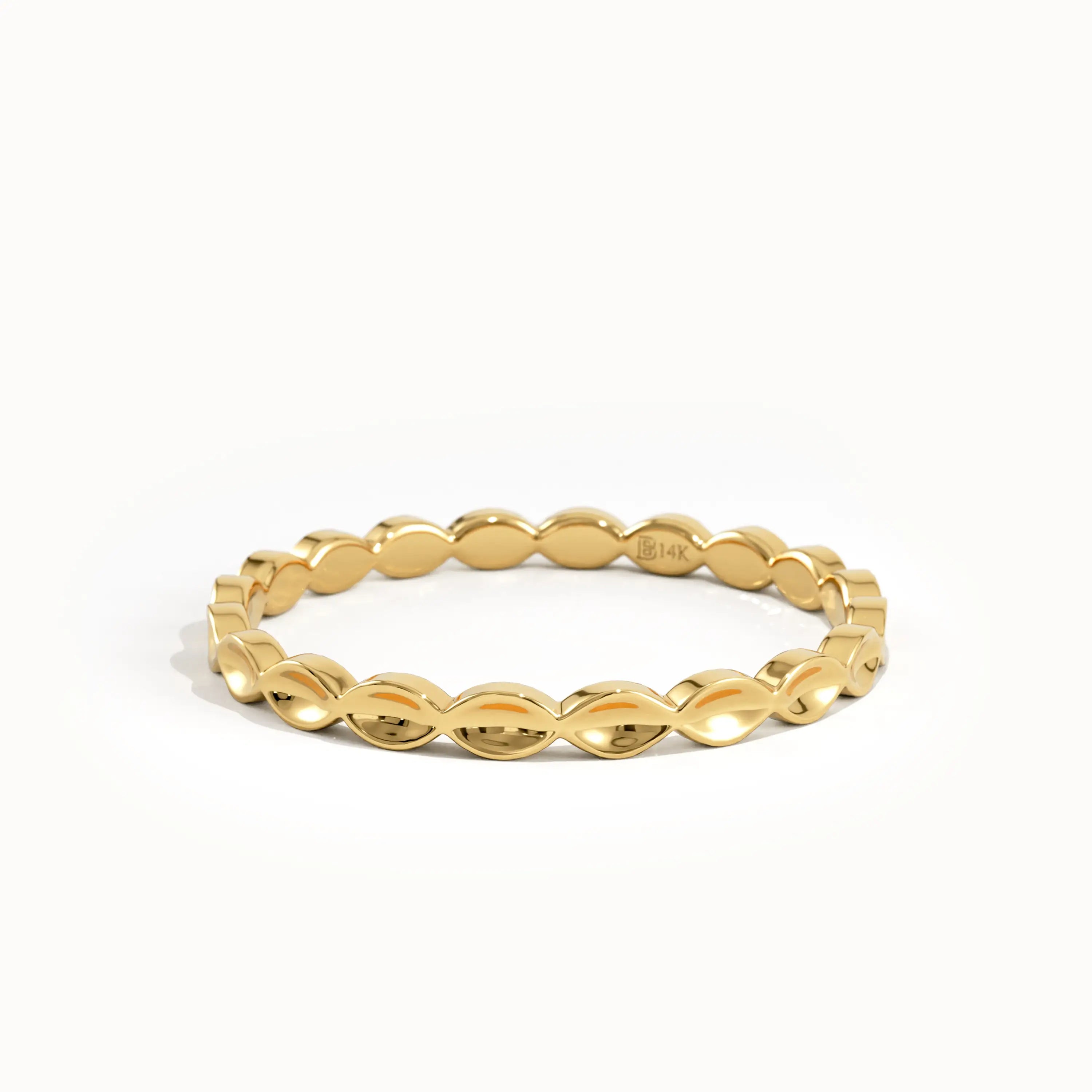 14K Solid Gold Stacking Ring for Women - BRENNMORE