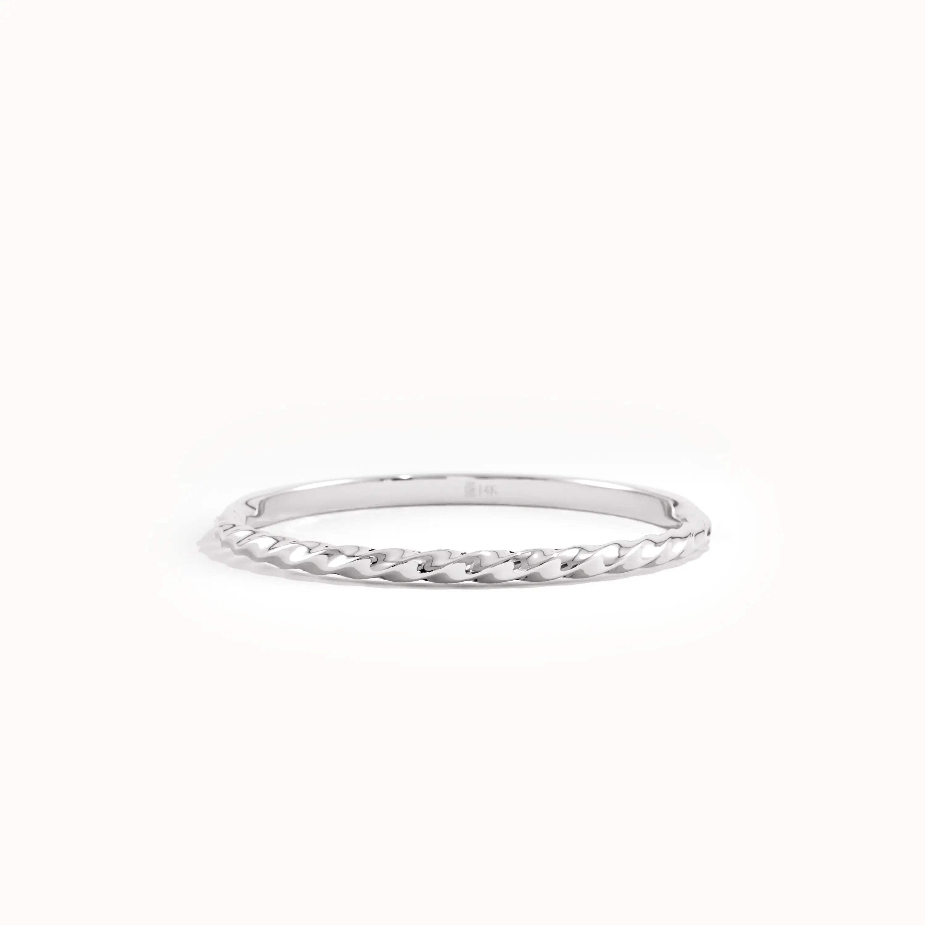 14k Solid Gold Twist Stacking Ring - BRENNMORE