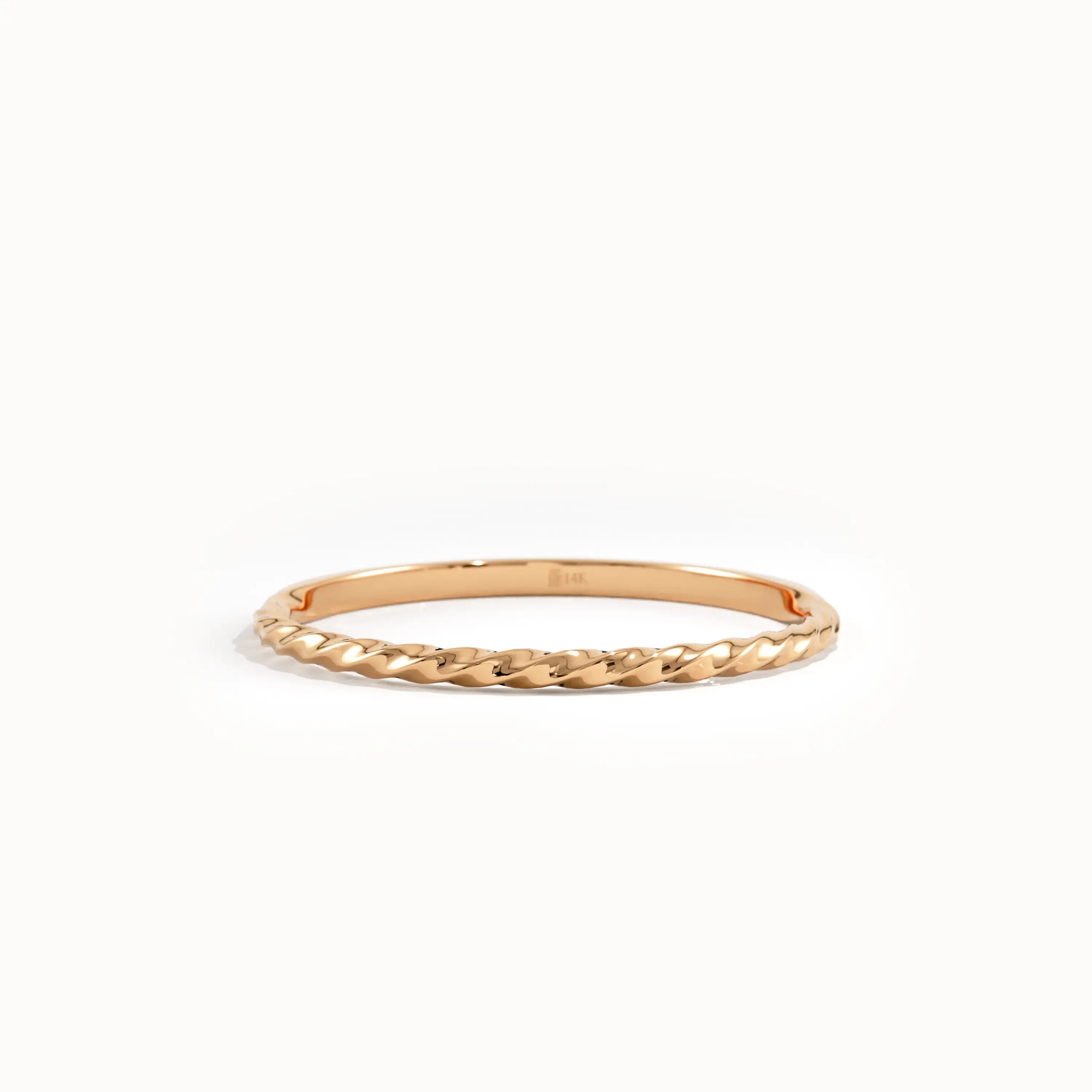14k Solid Gold Twist Stacking Ring - BRENNMORE