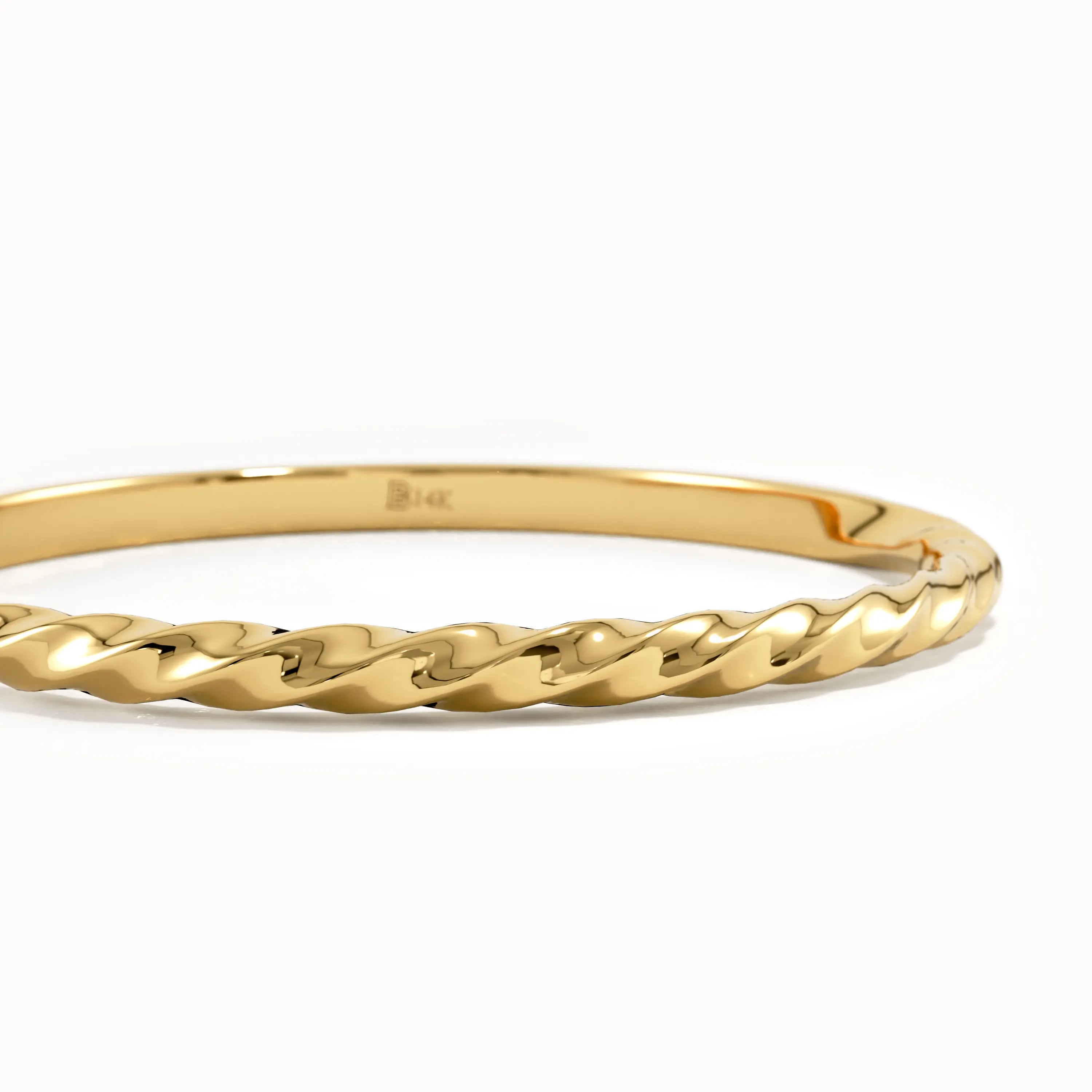 14k Solid Gold Twist Stacking Ring - BRENNMORE 