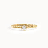 14k Solid Gold Tiny Lab Diamond Promise Ring - BRENNMORE