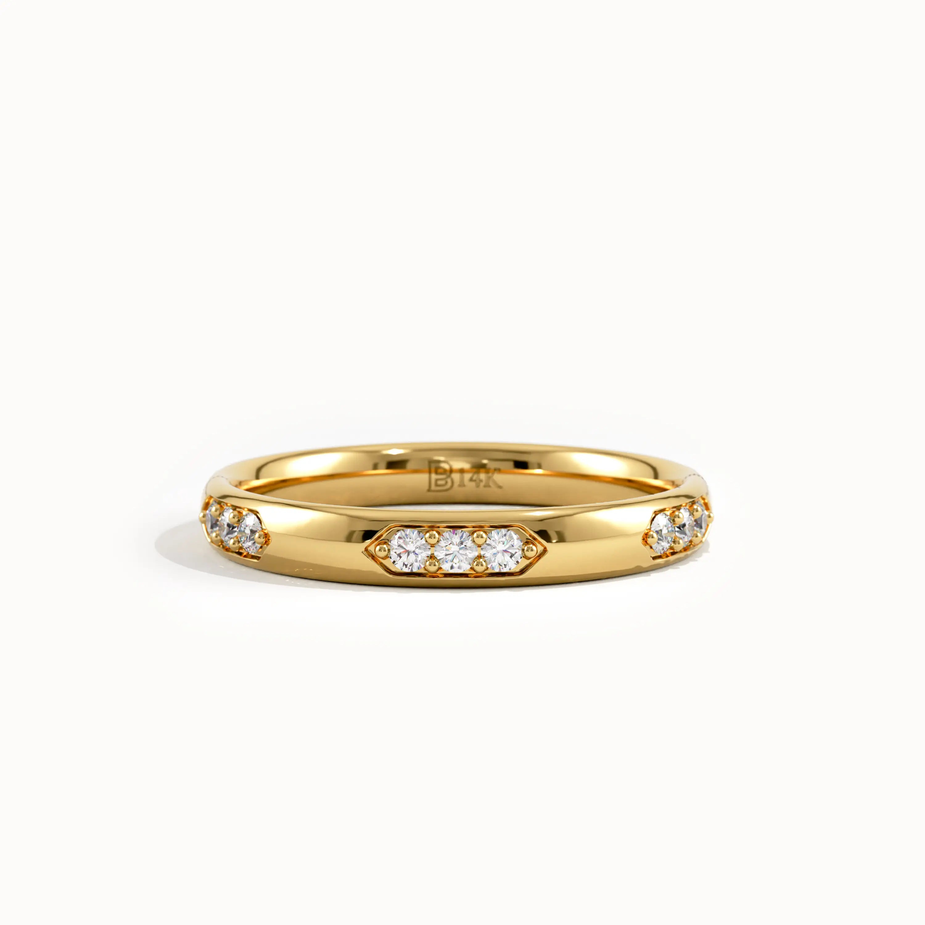 Trio Pattern Wedding Band in Gold - BRENNMORE