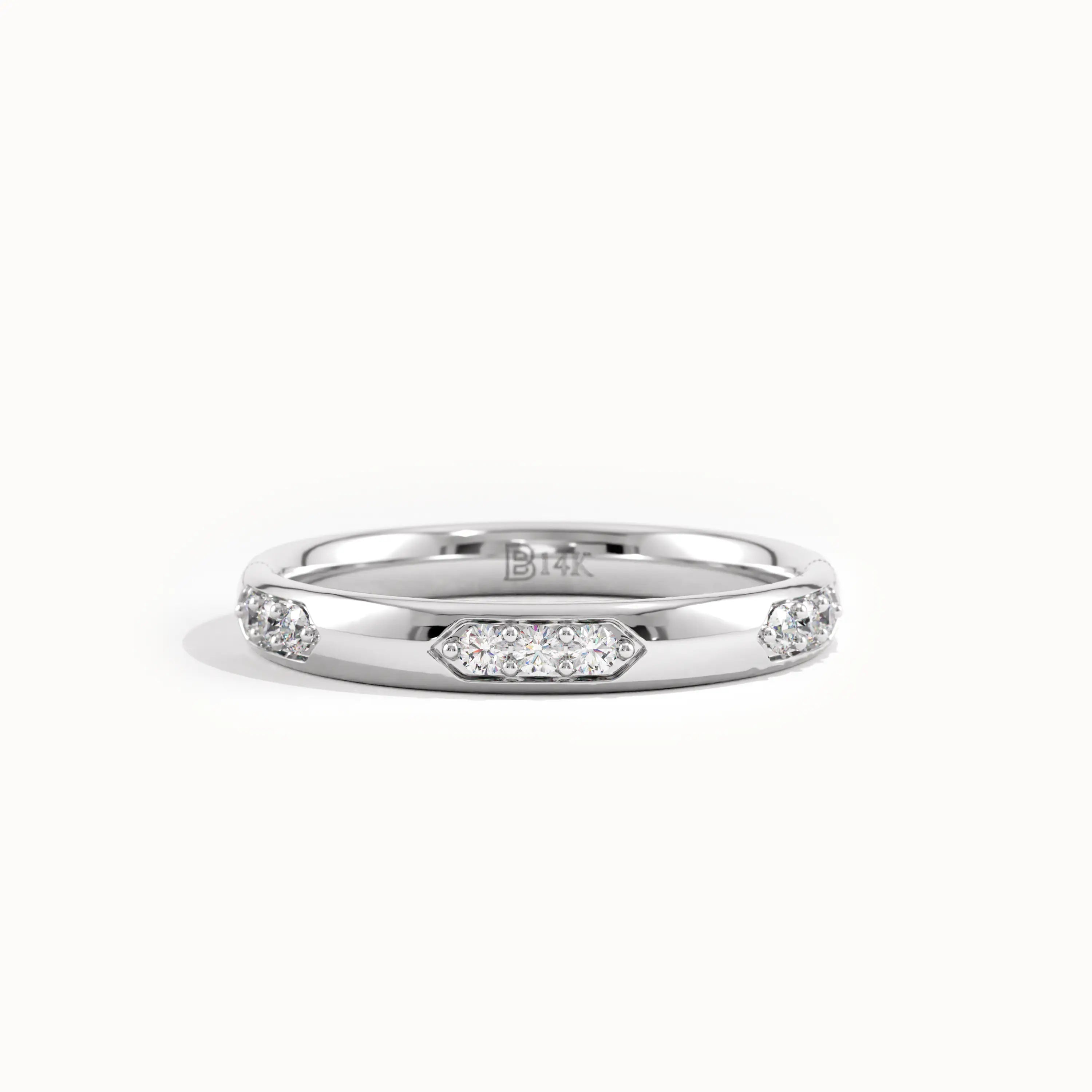 Trio Pattern Wedding Band in Gold - BRENNMORE