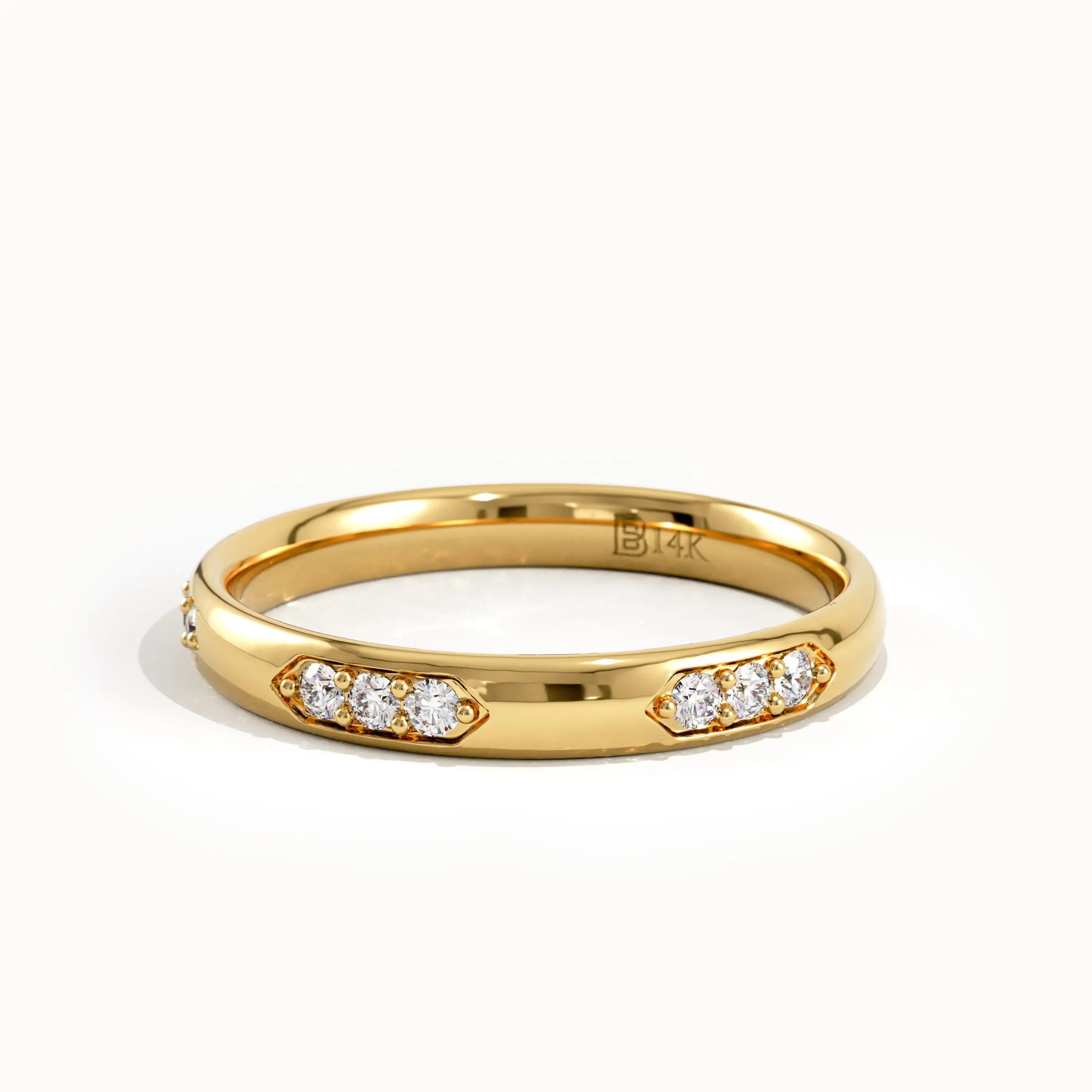 Trio Pattern Wedding Band in Gold - BRENNMORE 
