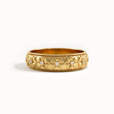 Flower Pattern Gold Wedding Band