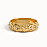 Flower Pattern Gold Wedding Band