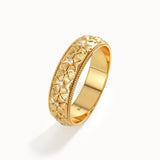 Flower Pattern Gold Wedding Band - BRENNMORE 
