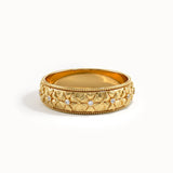 Flower Pattern Gold Wedding Band - BRENNMORE 