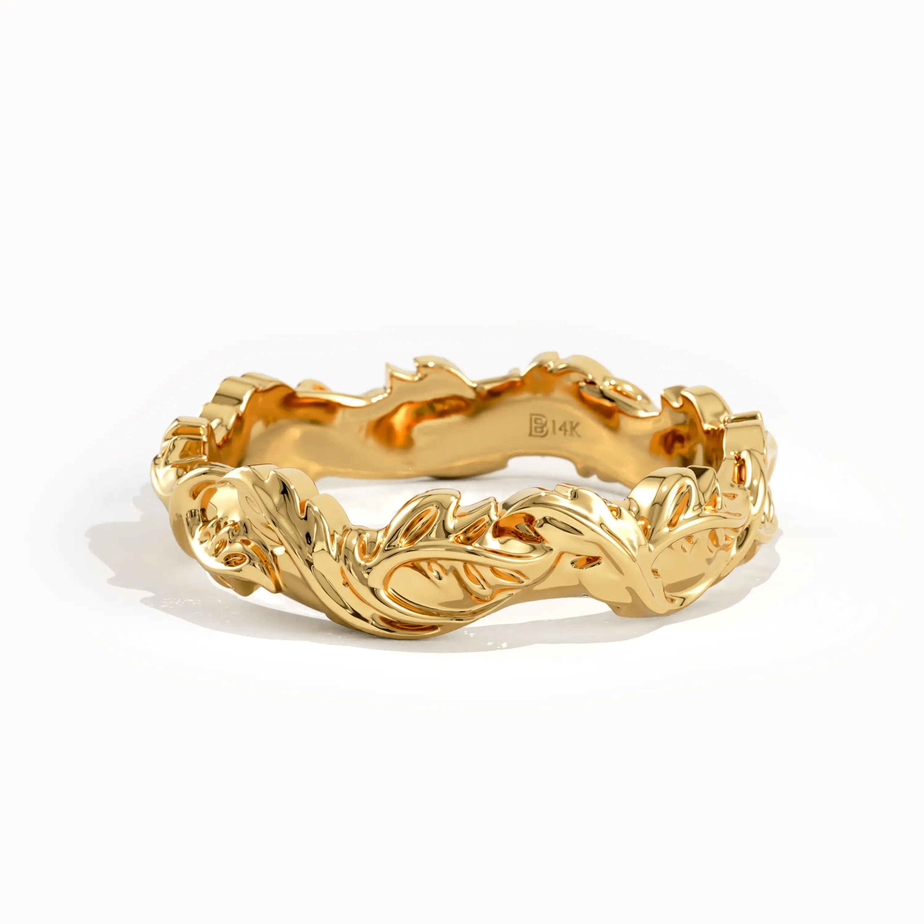 Ivy Leaf Gold Wedding Band - BRENNMORE 