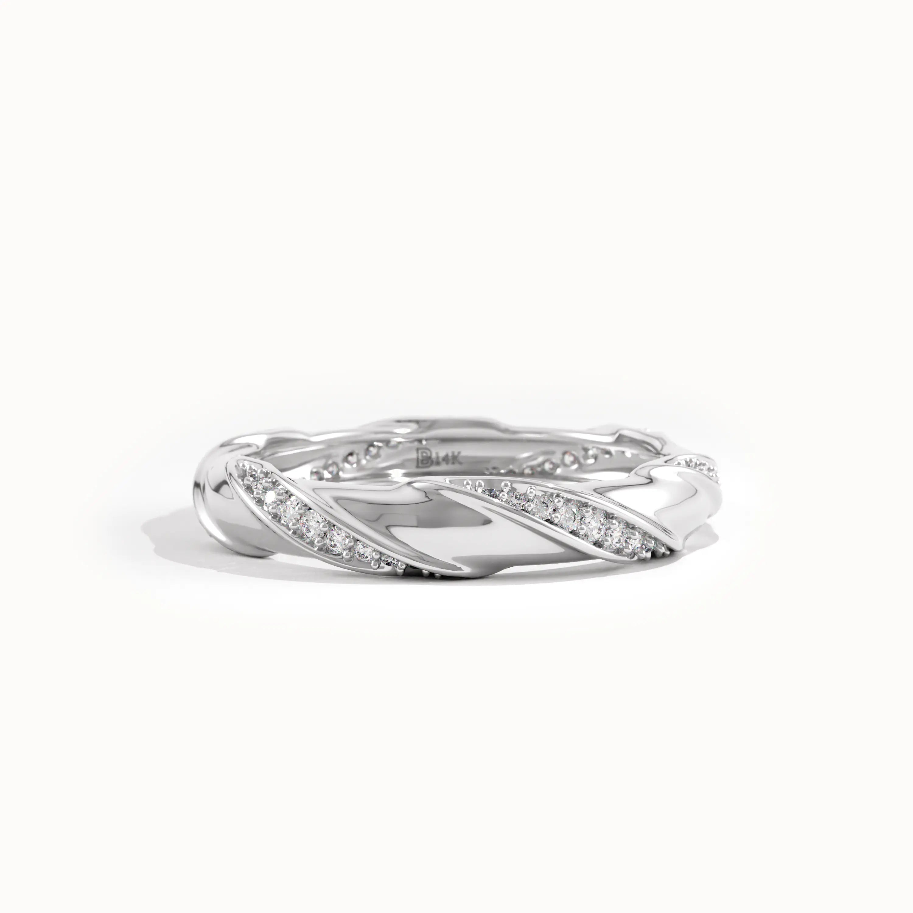 Wrapped Pave Lab Diamond Wedding Band - BRENNMORE