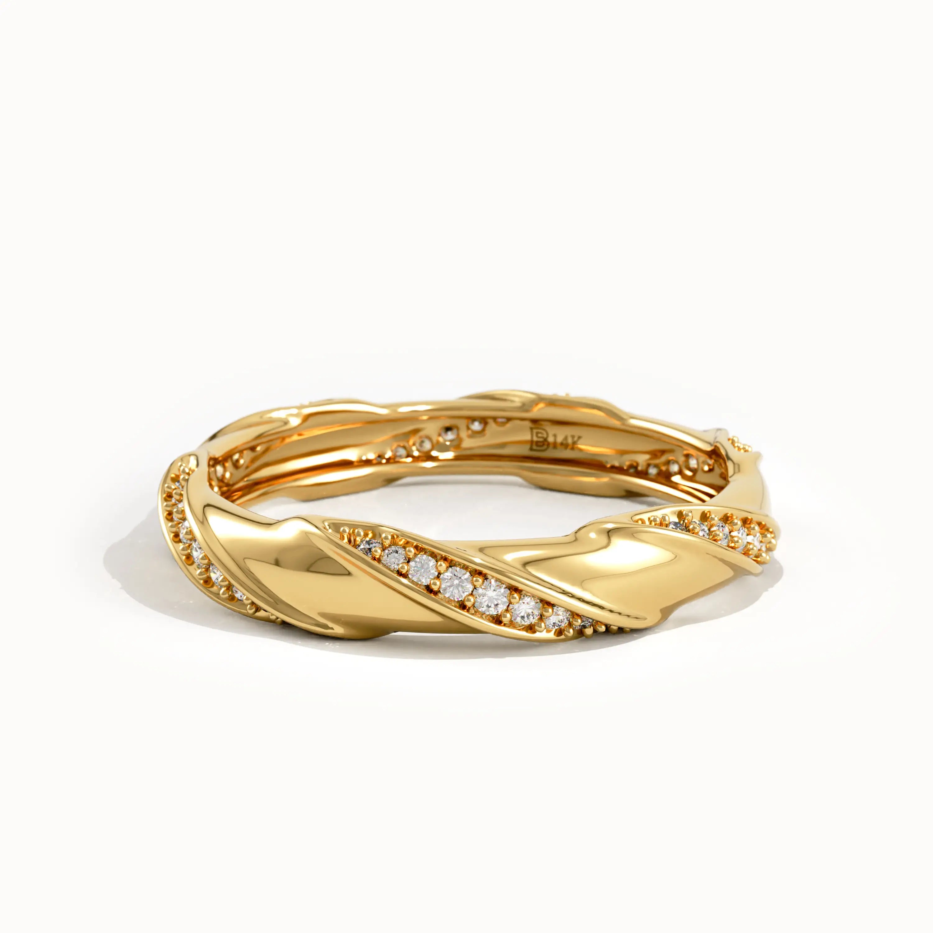 Wrapped Pave Lab Diamond Wedding Band - BRENNMORE 