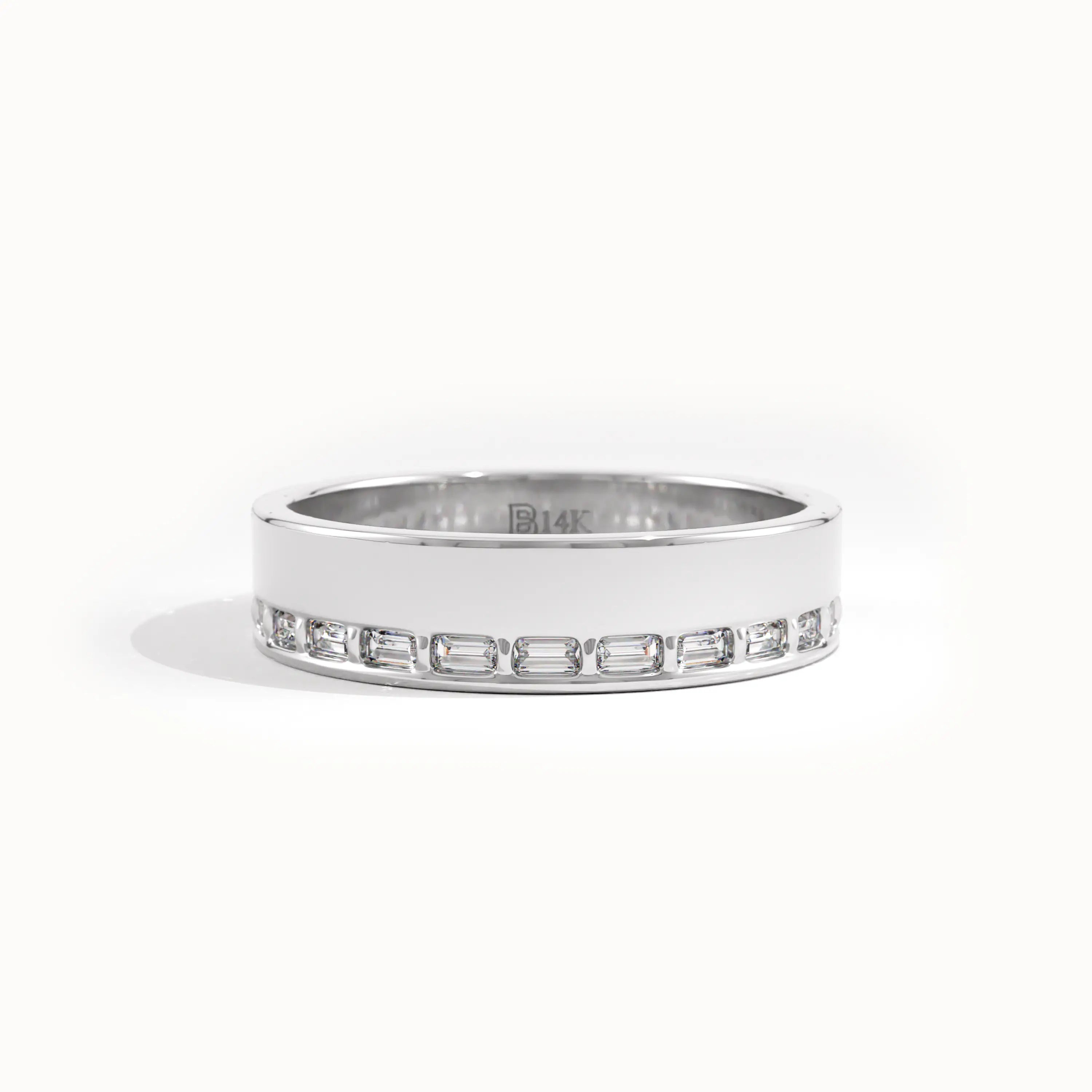 Side Pave Baguette Wedding Band - BRENNMORE
