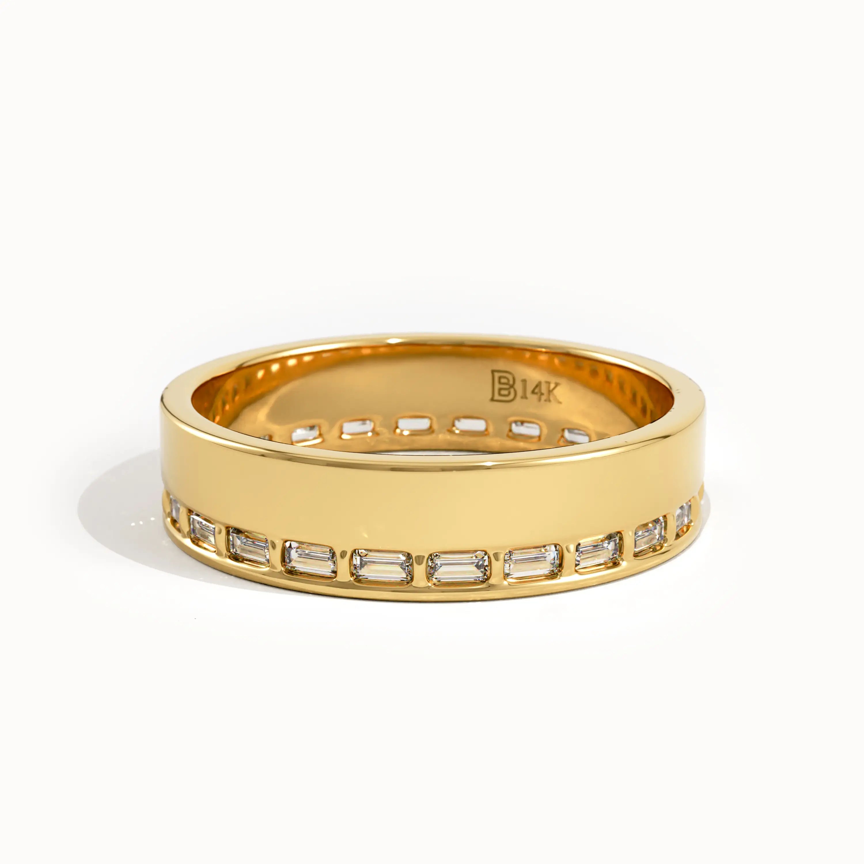 Side Pave Baguette Wedding Band - BRENNMORE 