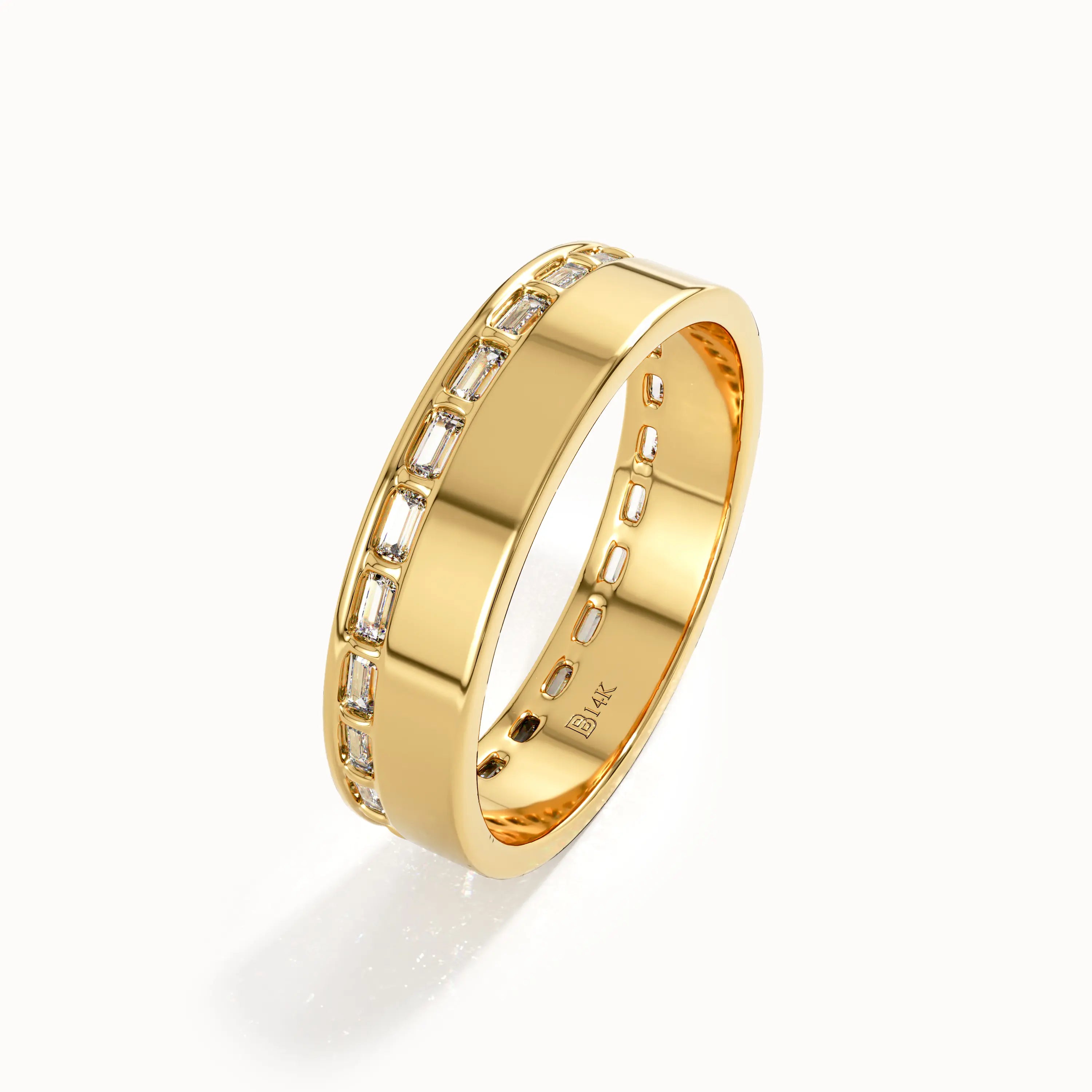Side Pave Baguette Wedding Band - BRENNMORE 