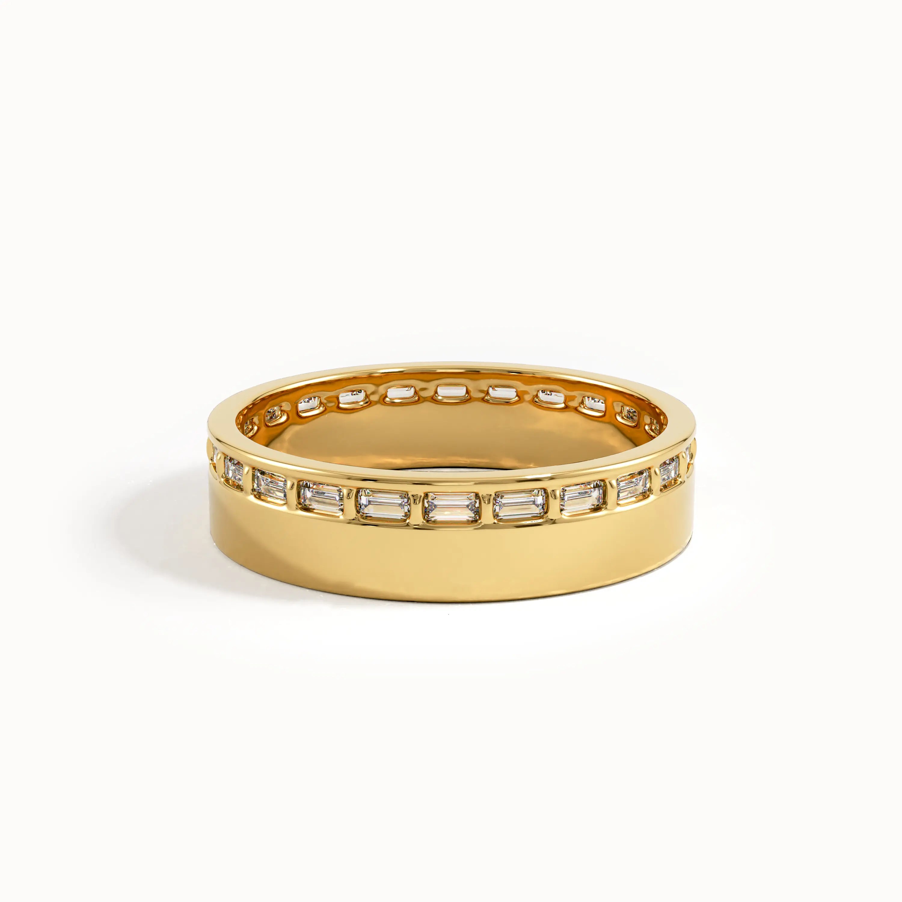 Side Pave Baguette Wedding Band - BRENNMORE 