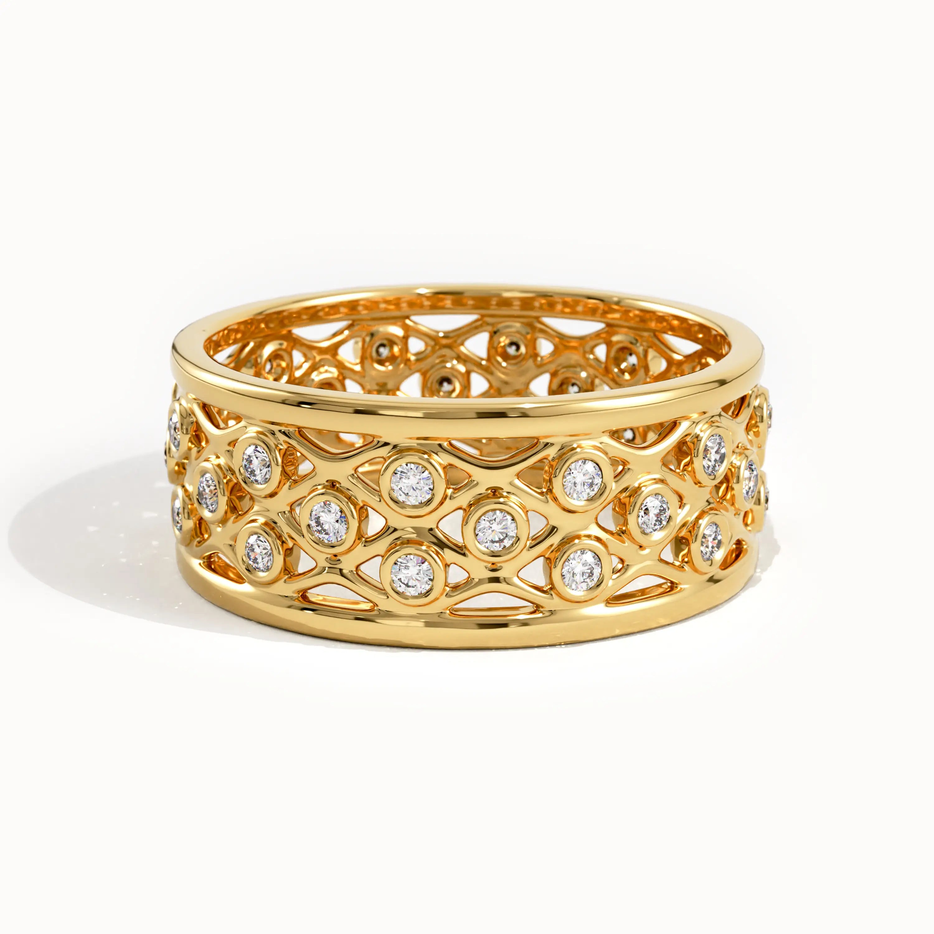 Mesh Wedding Band in Gold - BRENNMORE 