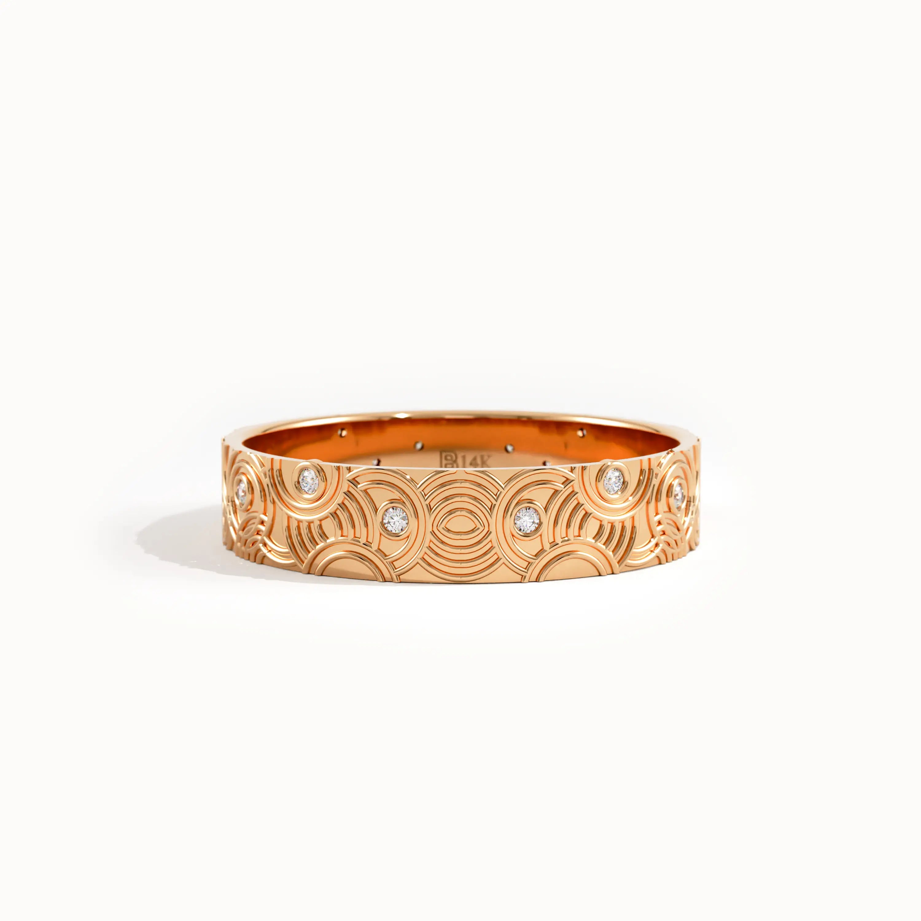 Circle Waves Wedding Band in Gold - BRENNMORE 