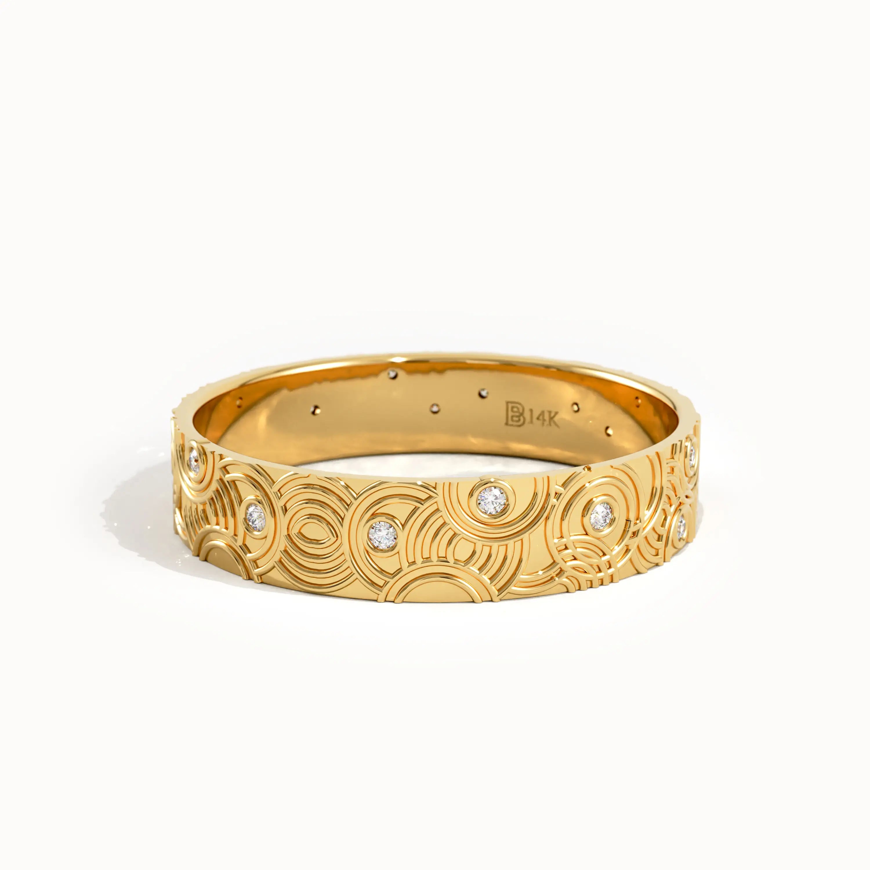 Circle Waves Wedding Band in Gold - BRENNMORE 