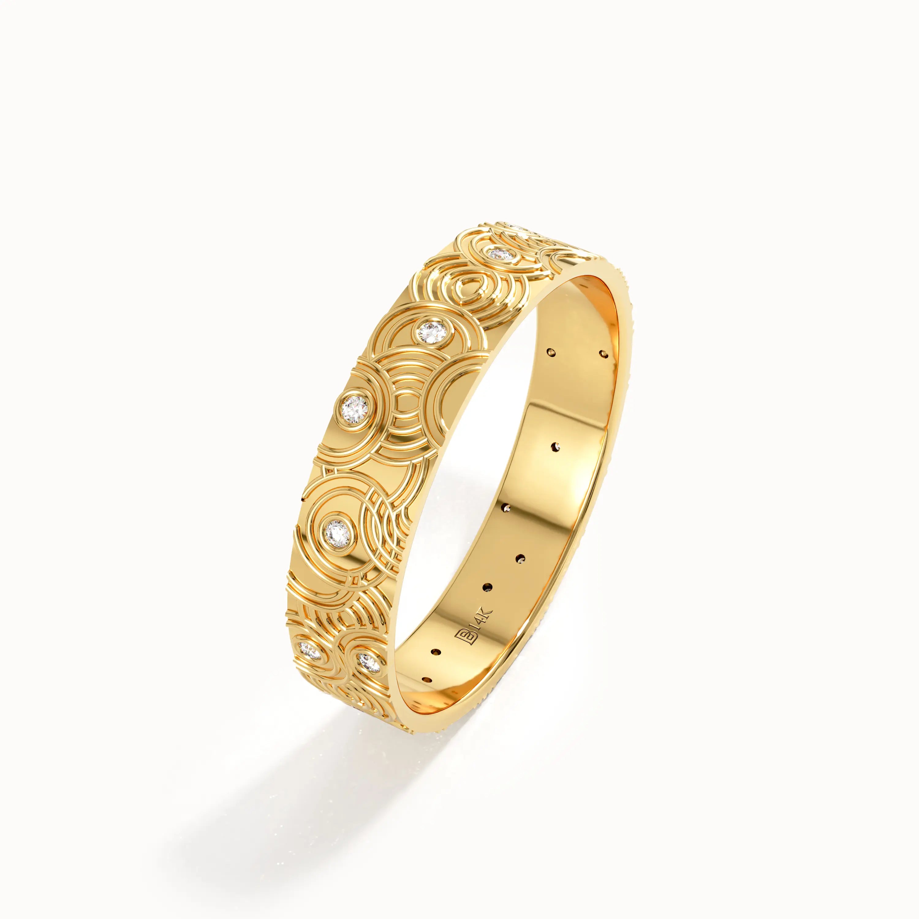 Circle Waves Wedding Band in Gold - BRENNMORE 