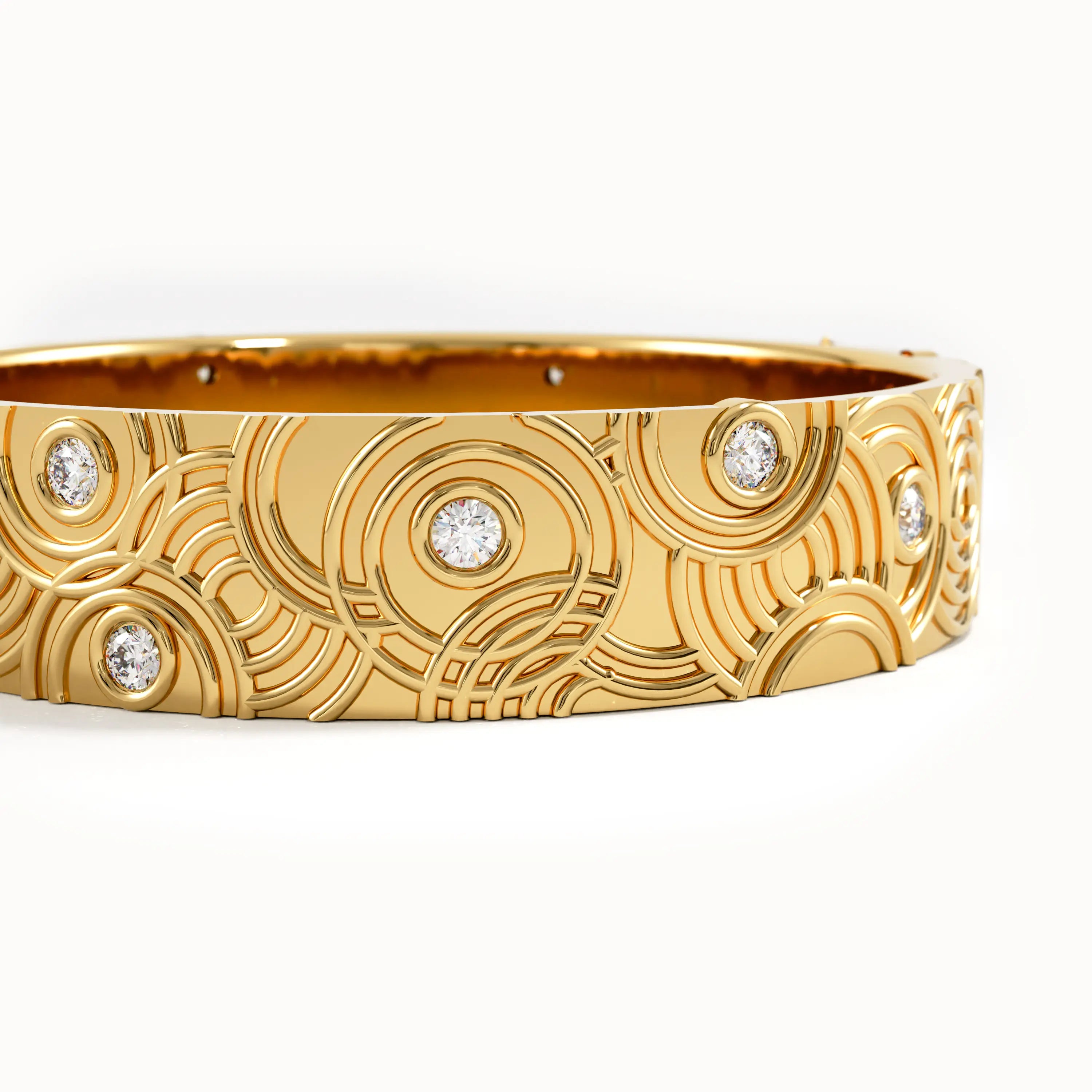 Circle Waves Wedding Band in Gold - BRENNMORE 