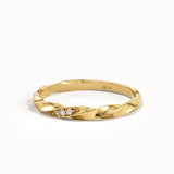 Twist Wedding Band with Tiny Lab Diamond - BRENNMORE