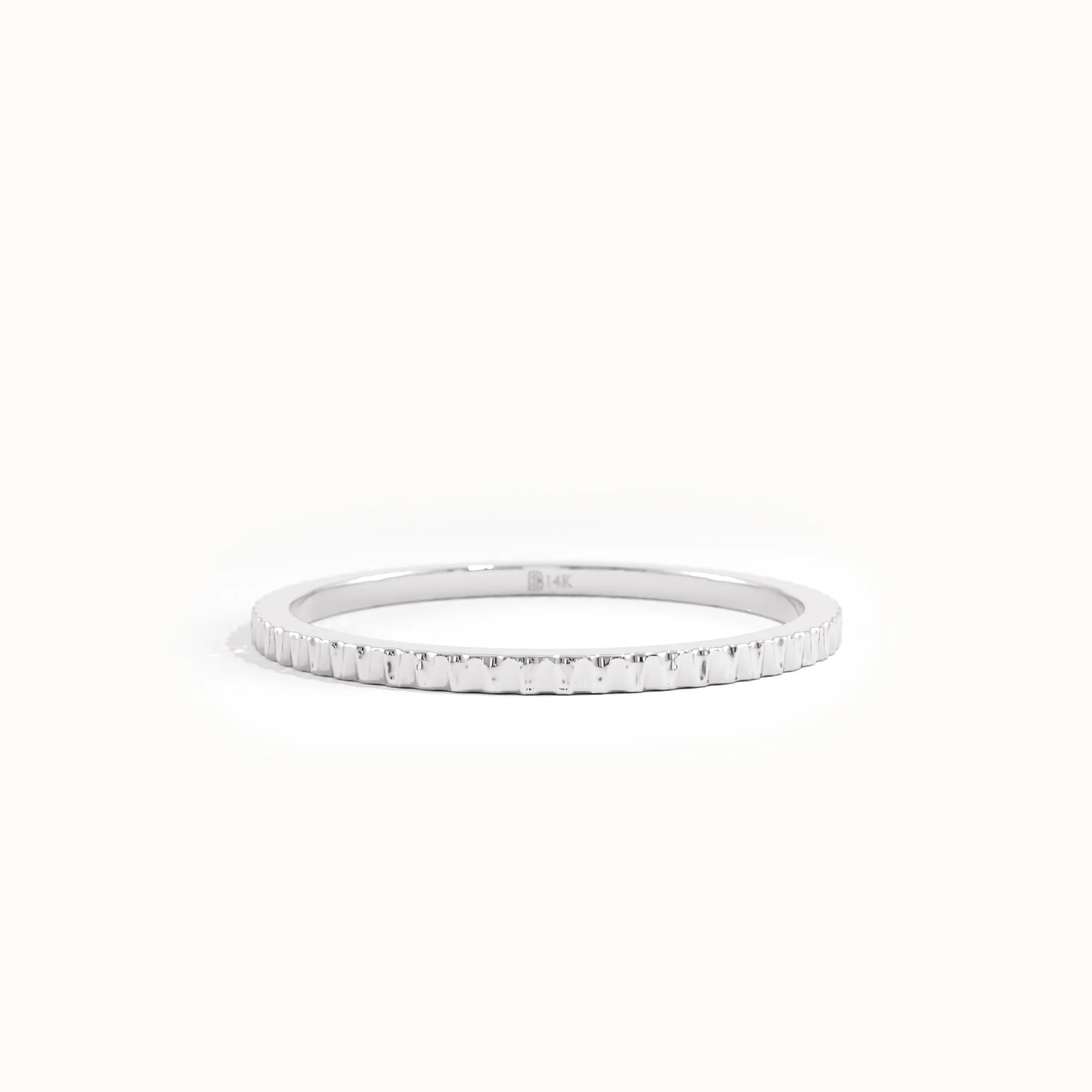 Slim Textured Gold Wedding Band