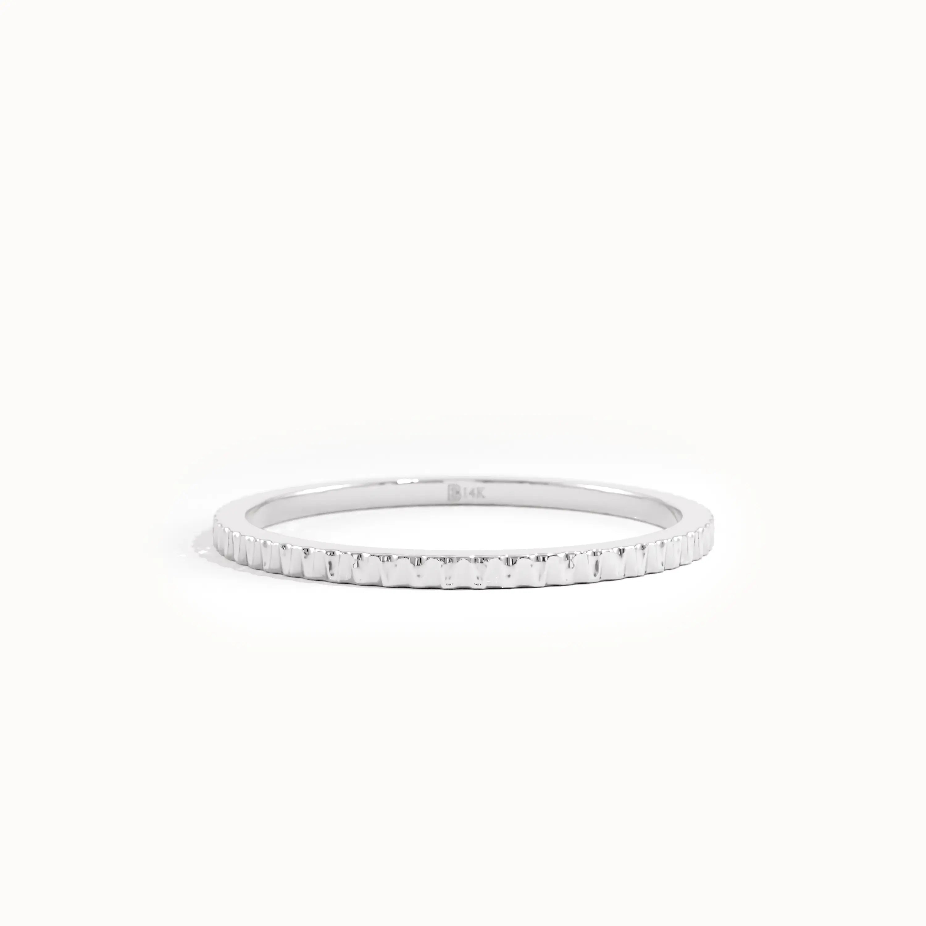 Slim Textured Gold Wedding Band - BRENNMORE