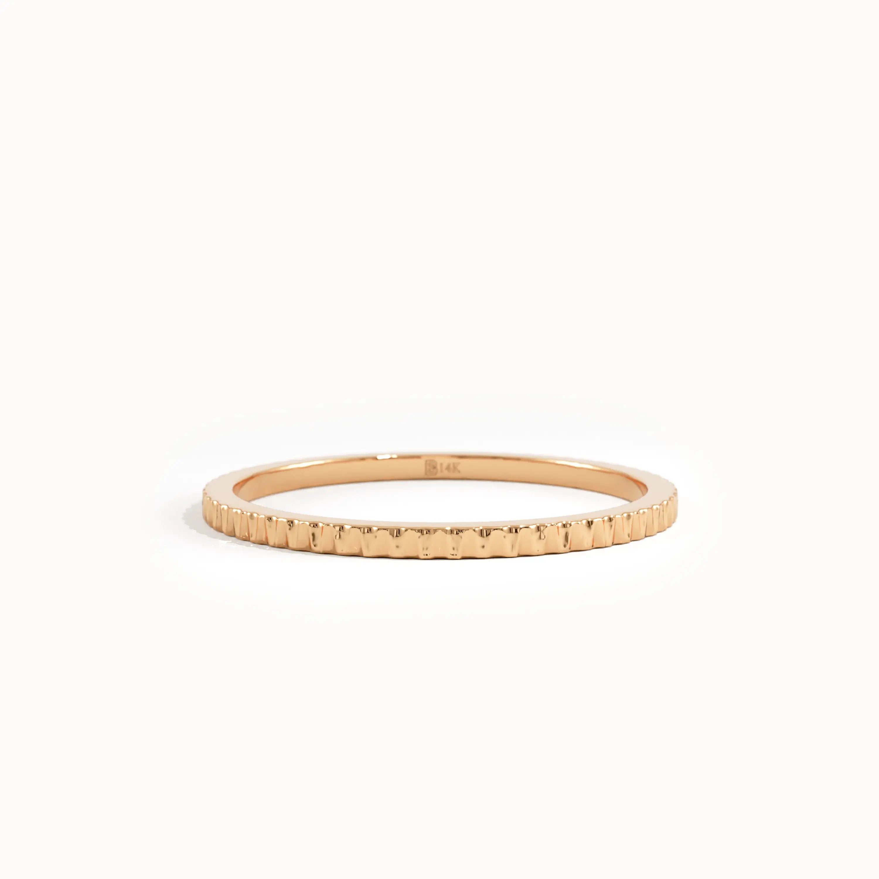 Slim Textured Gold Wedding Band - BRENNMORE