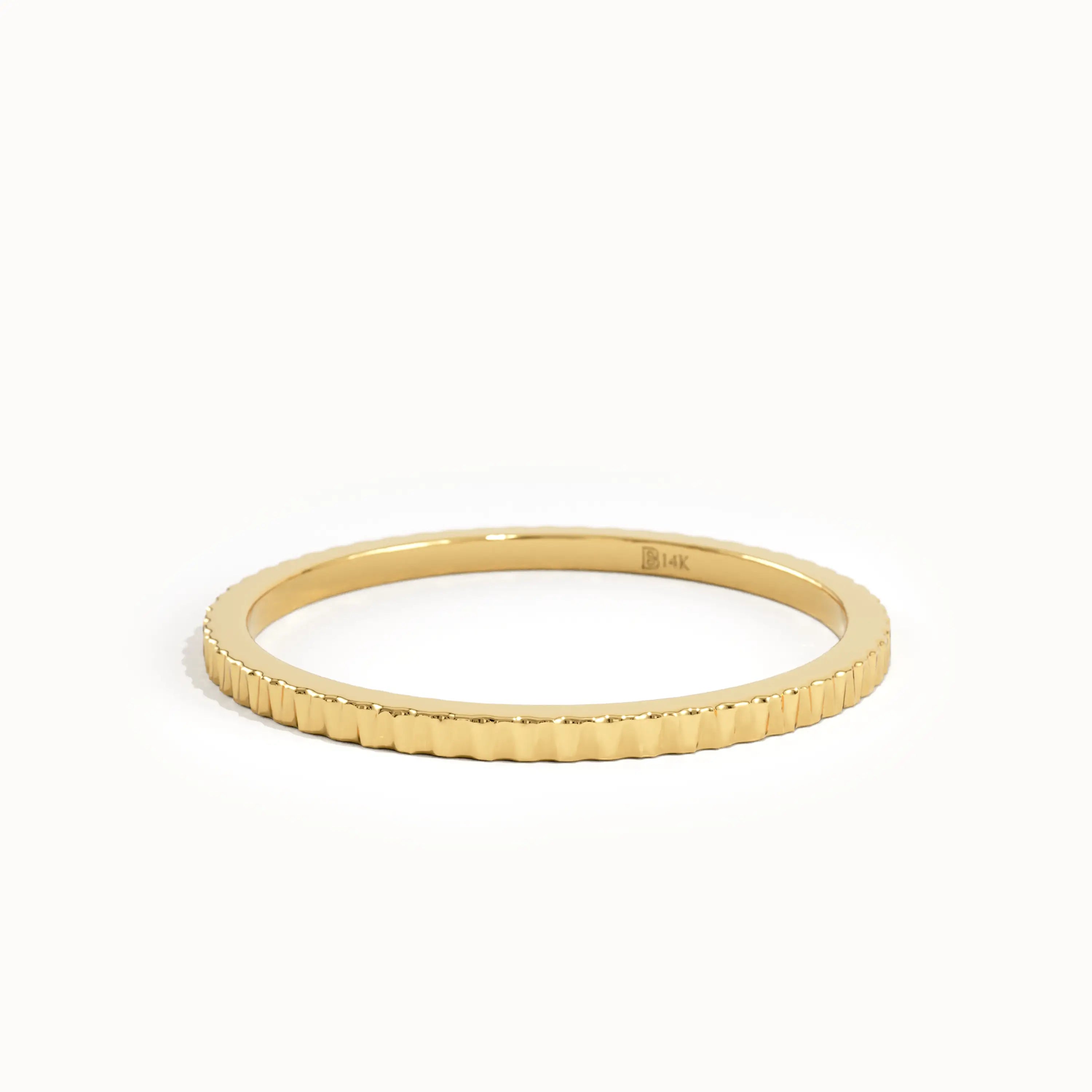 Slim Textured Gold Wedding Band - BRENNMORE 