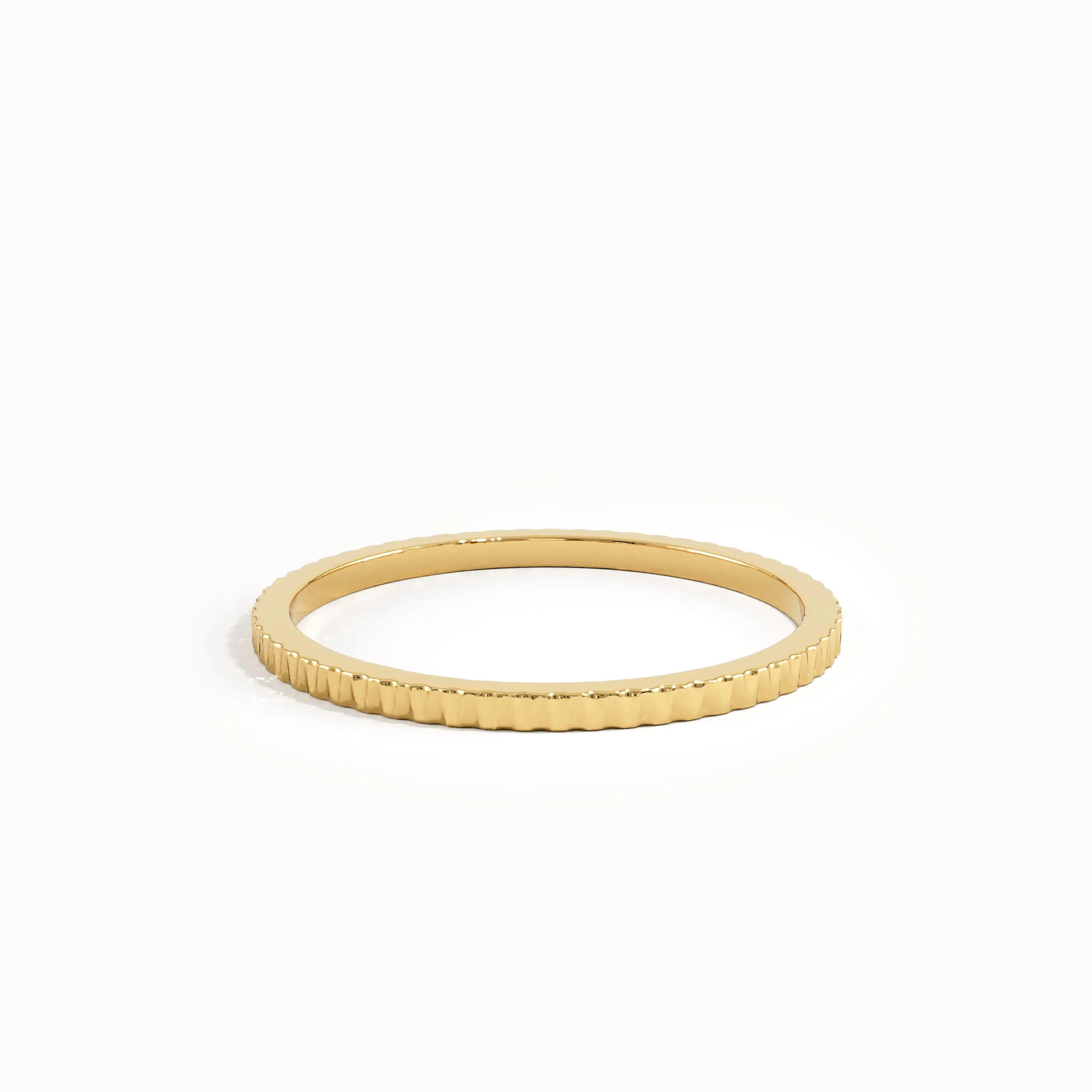 Slim Textured Gold Wedding Band - BRENNMORE 