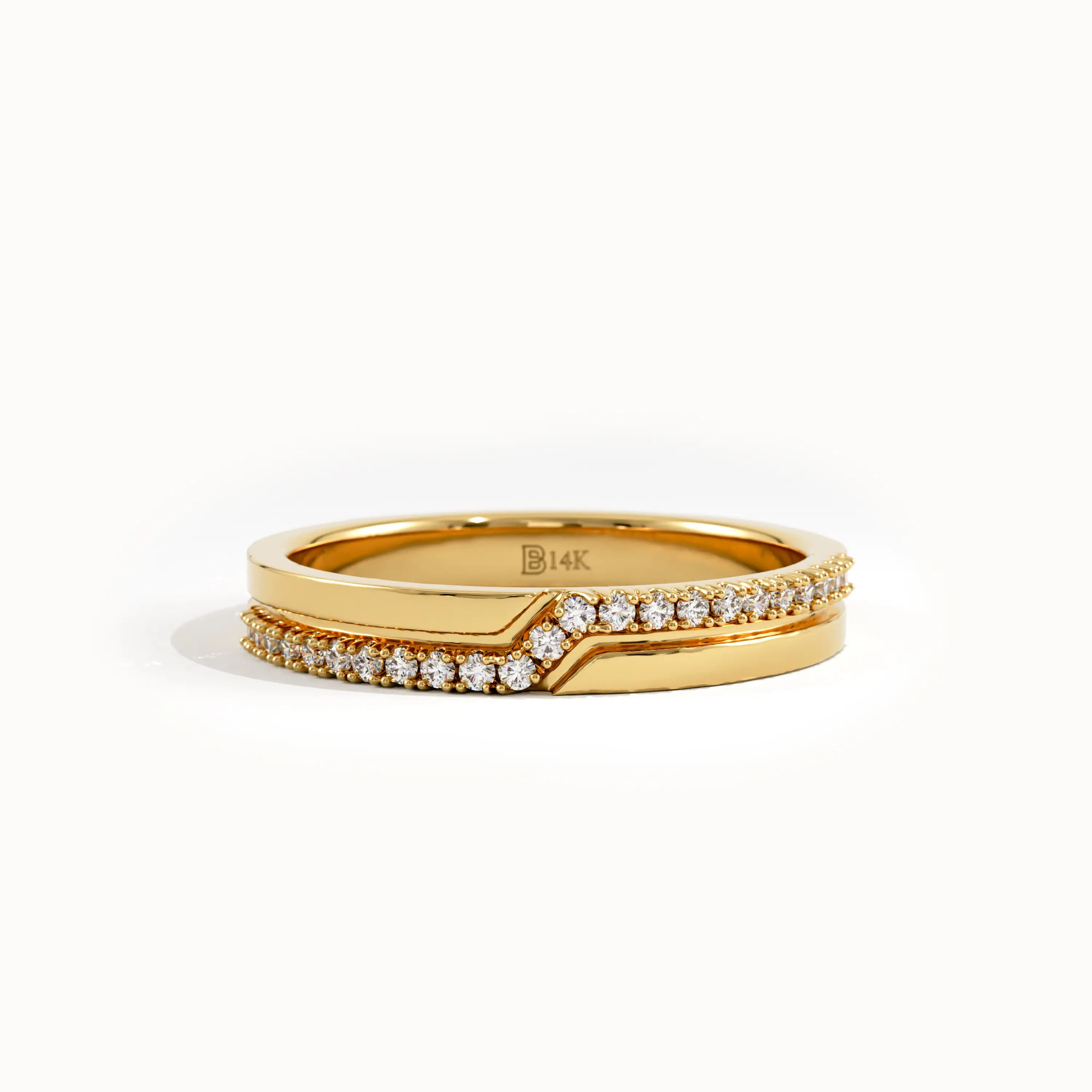 Pave Zigzag Gold Wedding Band - BRENNMORE