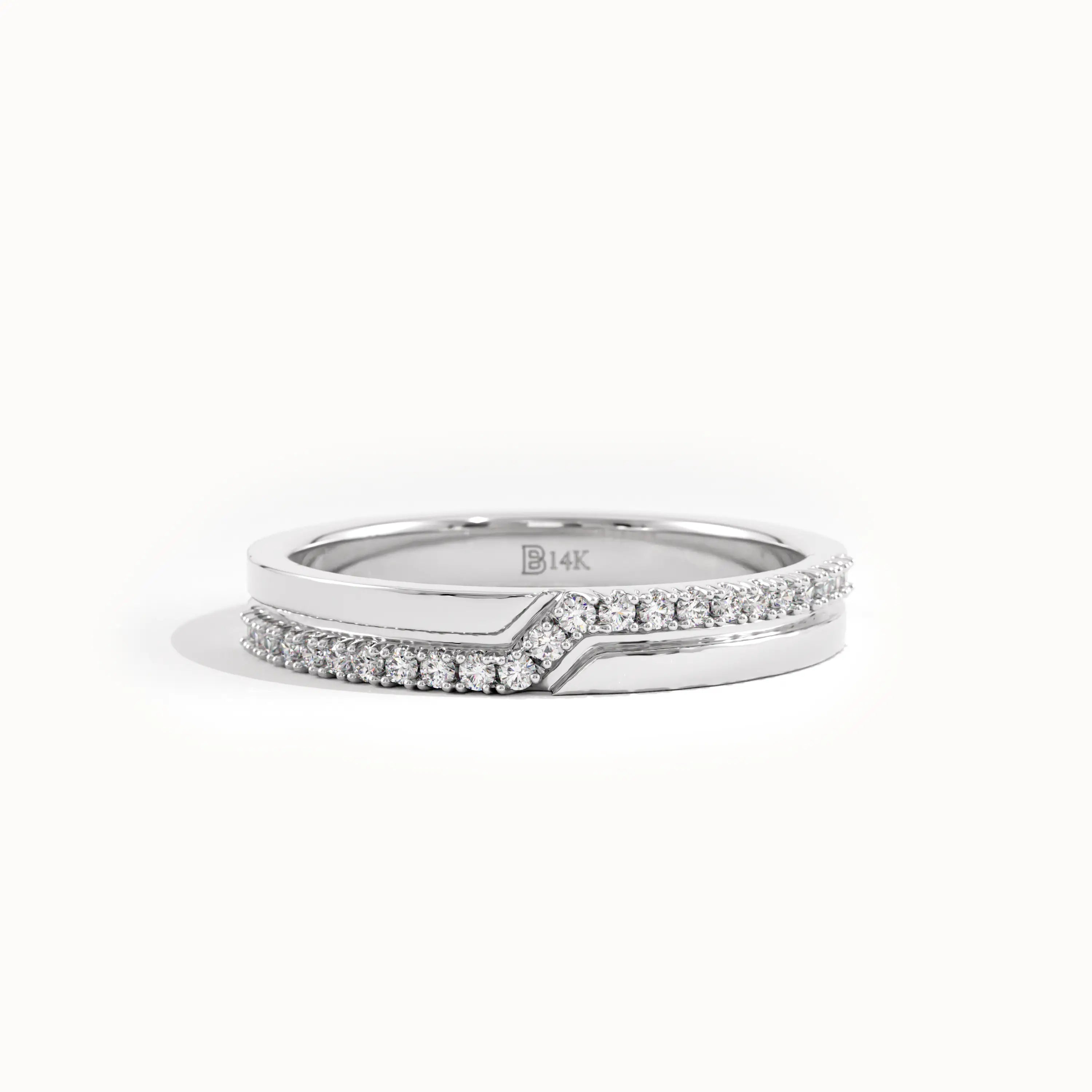 Pave Zigzag Gold Wedding Band - BRENNMORE