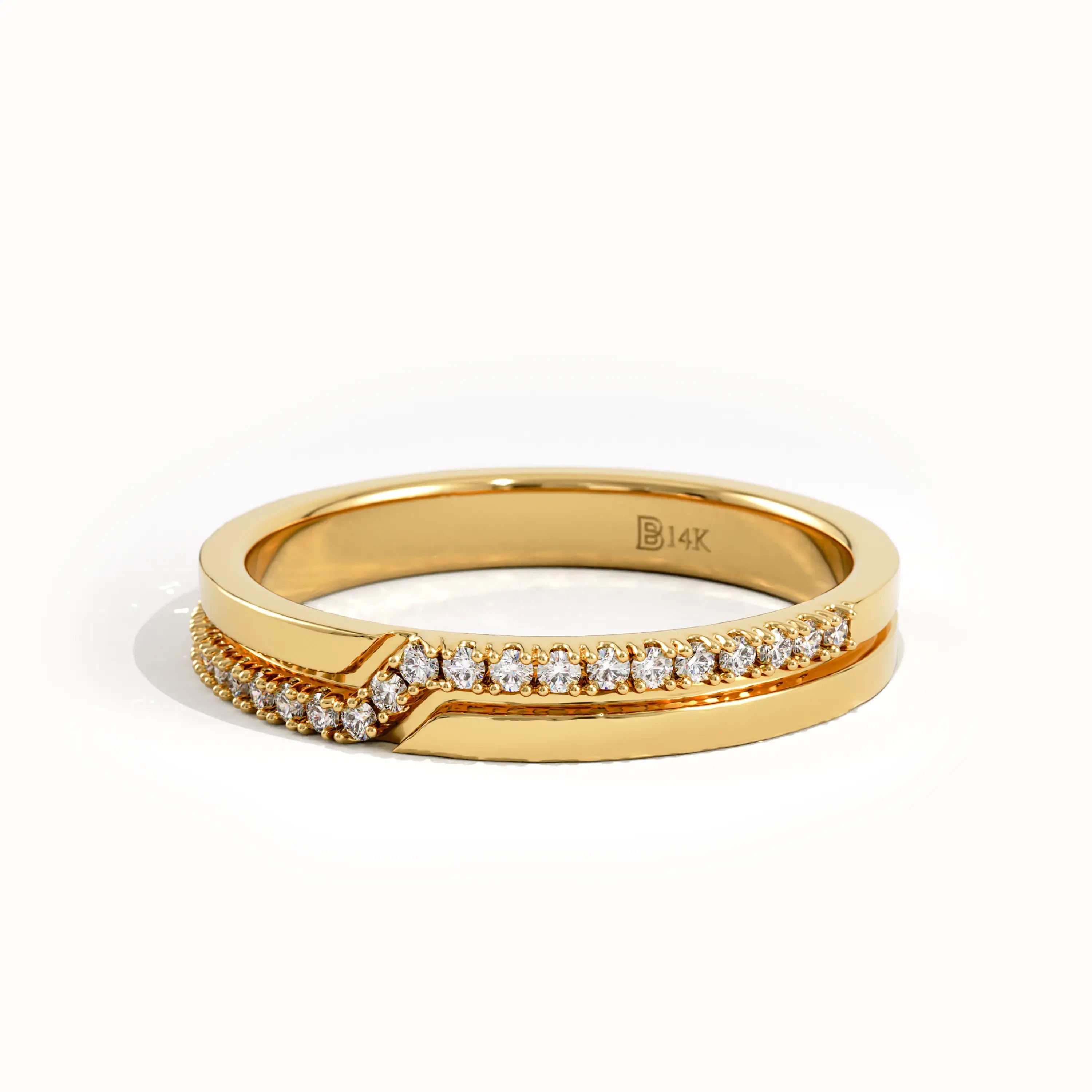 Pave Zigzag Gold Wedding Band - BRENNMORE 