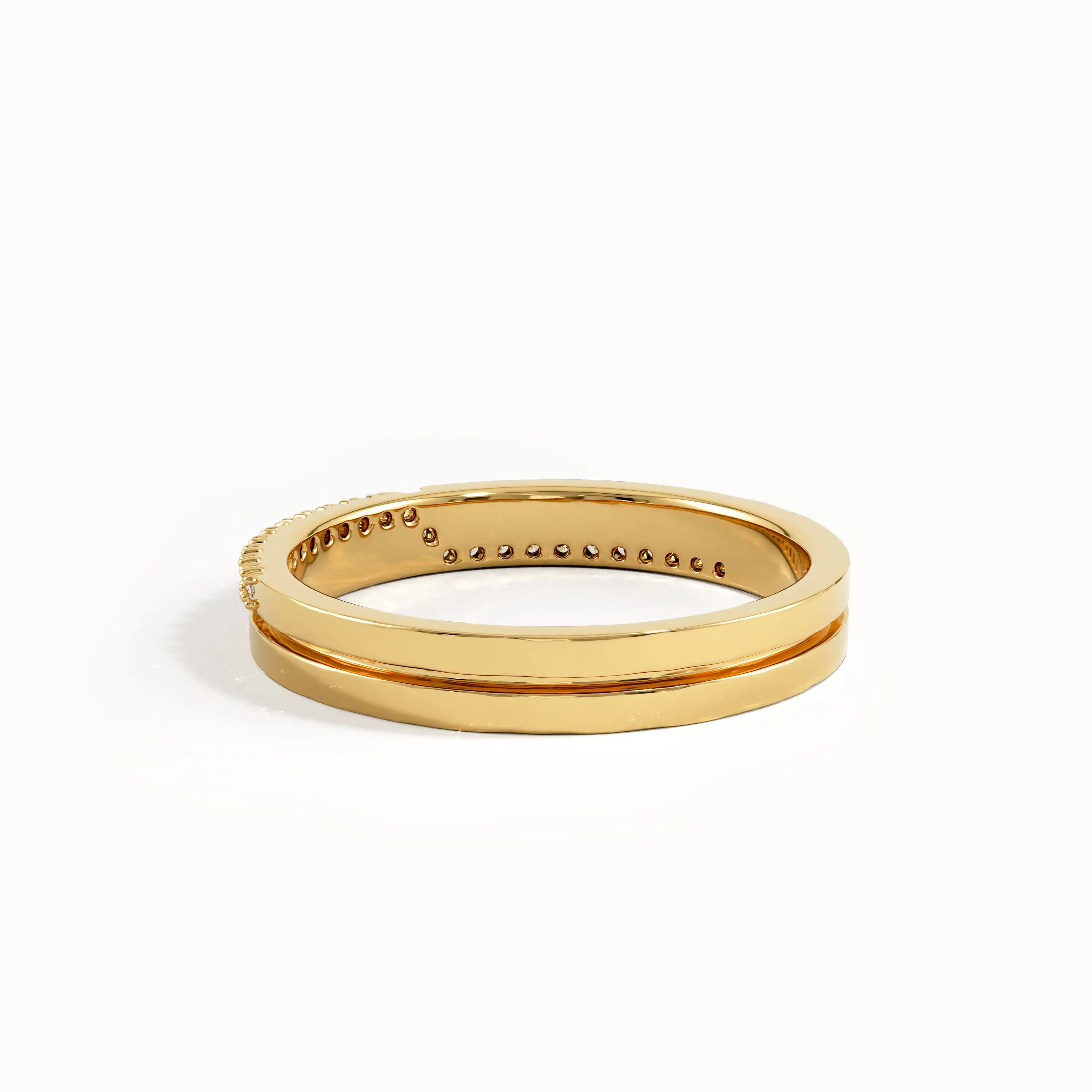 Pave Zigzag Gold Wedding Band - BRENNMORE 