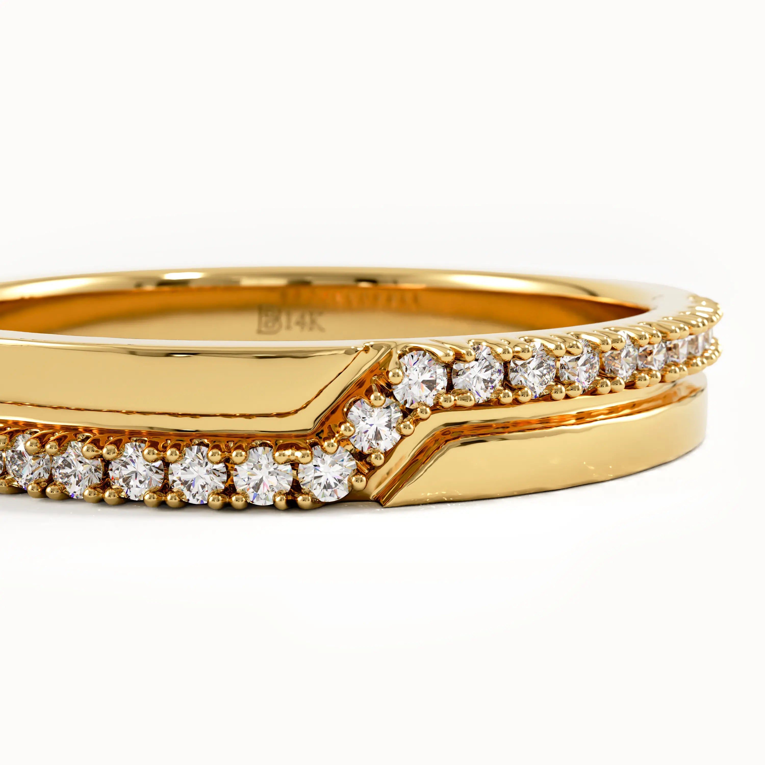 Pave Zigzag Gold Wedding Band - BRENNMORE 