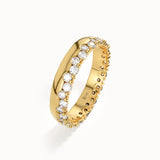 Pave Cluster Wedding Band in Gold