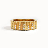Pave Lab Diamond Wood Textured Wedding Band - BRENNMORE