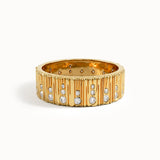 Wood Textured Pave Wedding Band - BRENNMORE 