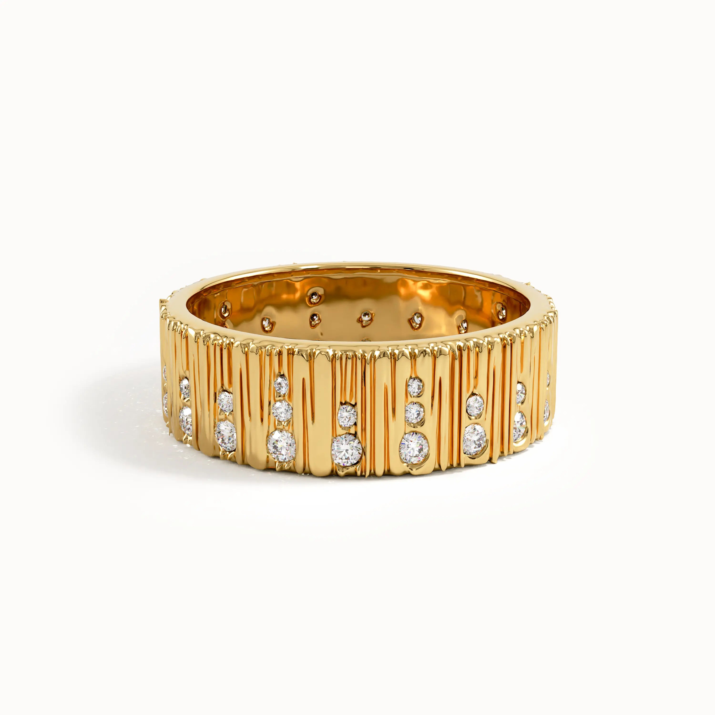 Wood Textured Pave Wedding Band - BRENNMORE 