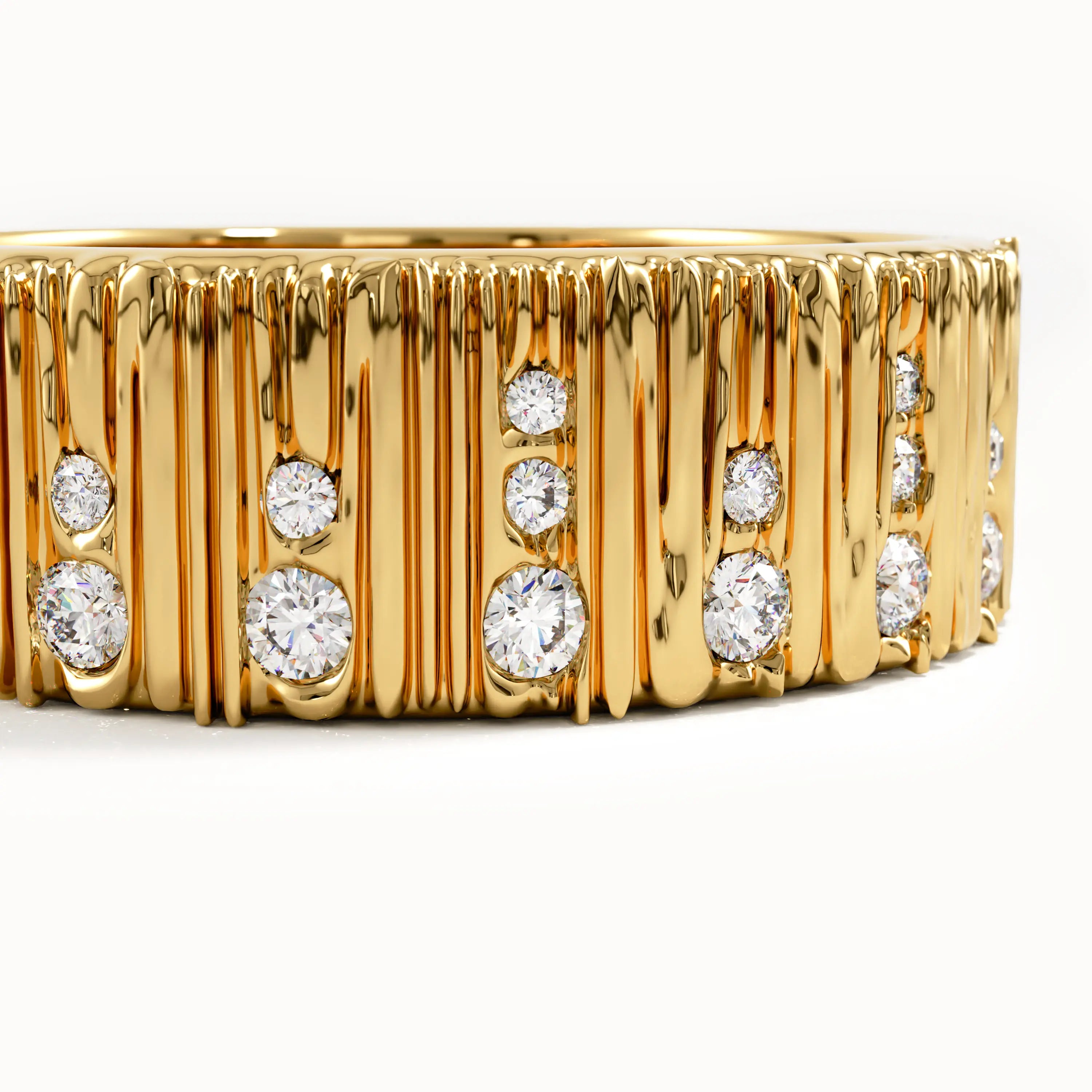 Wood Textured Pave Wedding Band - BRENNMORE 