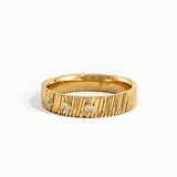Textured Wedding Band with Bezel Trio