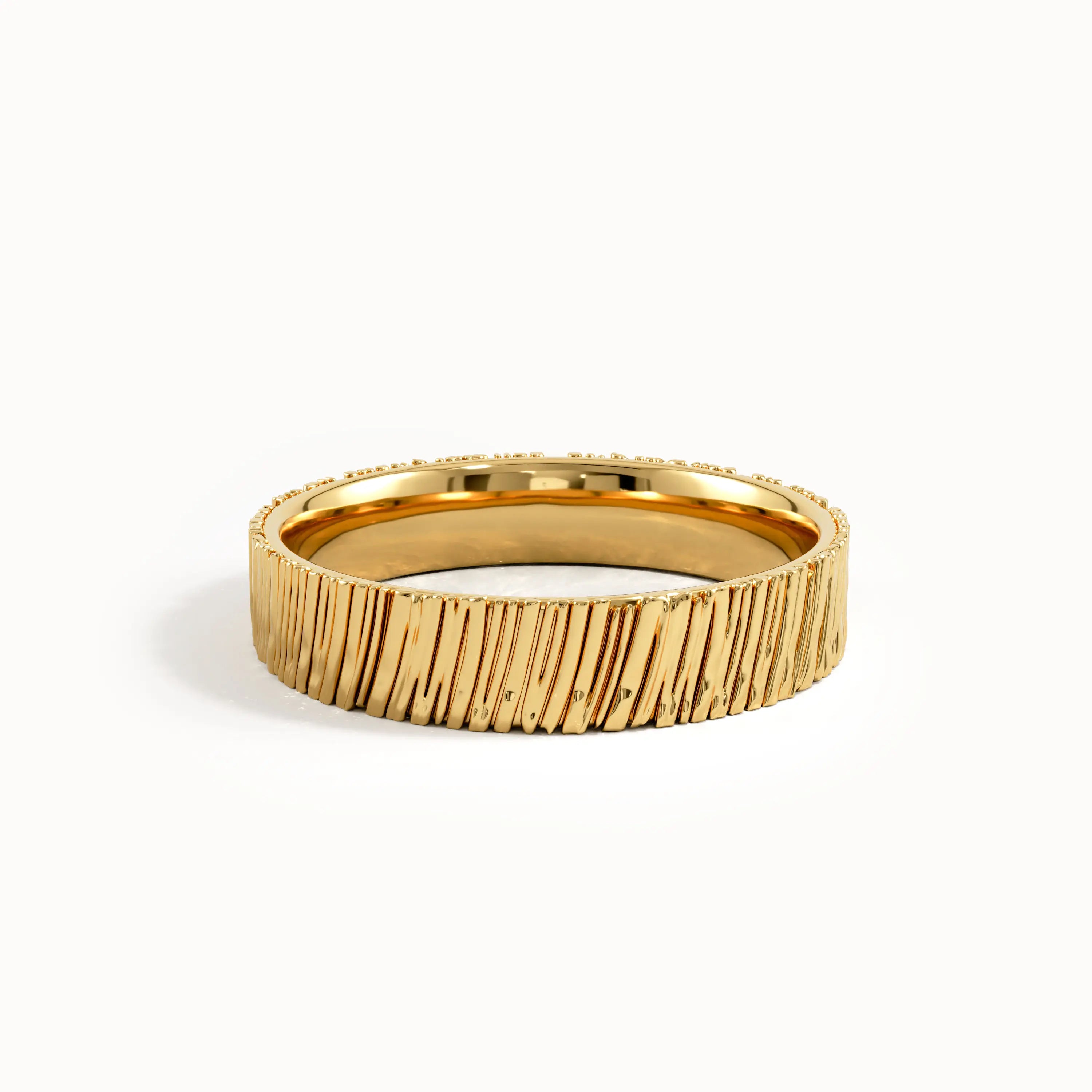 Textured Wedding Band with Bezel Trio - BRENNMORE 