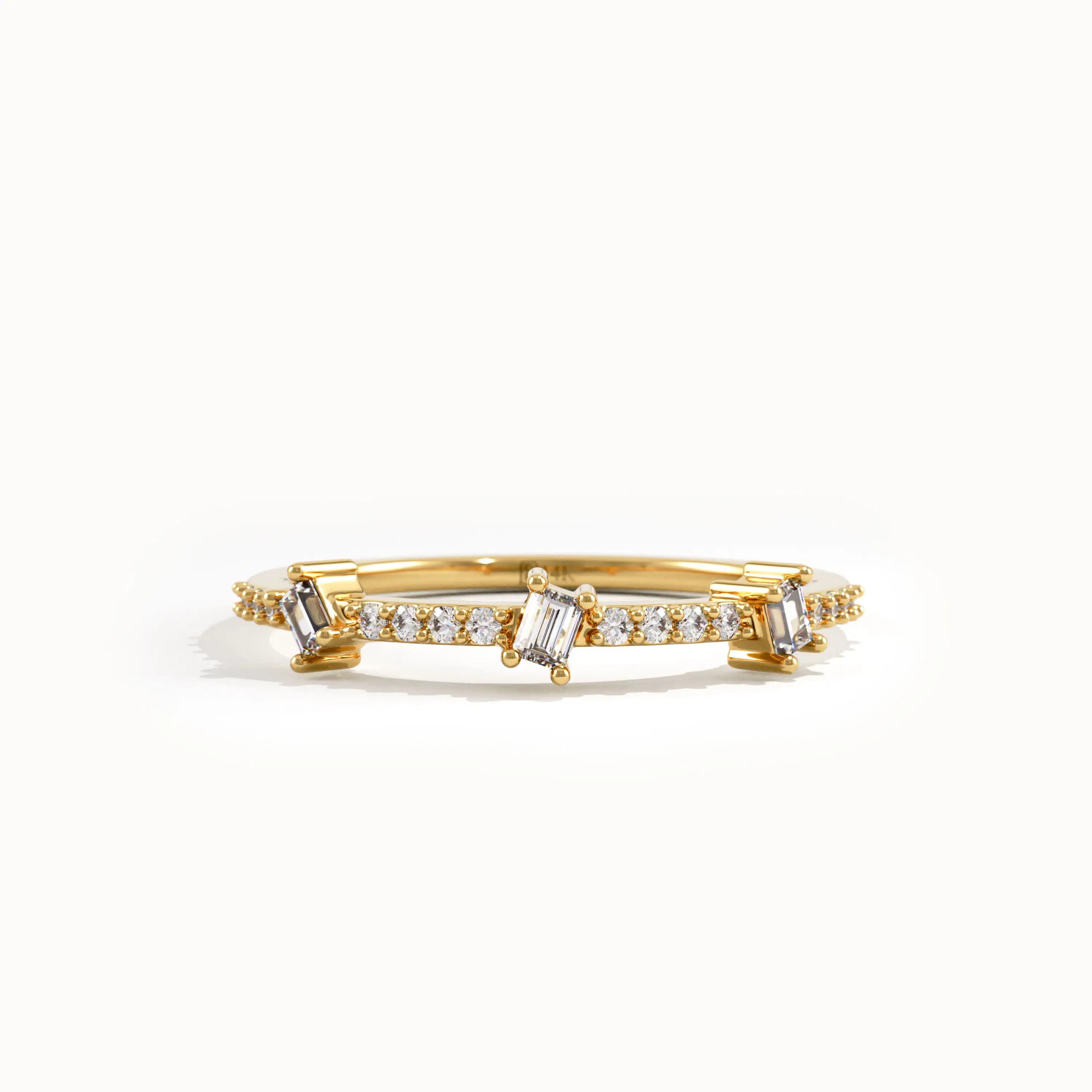 14k Gold Tiny Baguette Wedding Ring - BRENNMORE 
