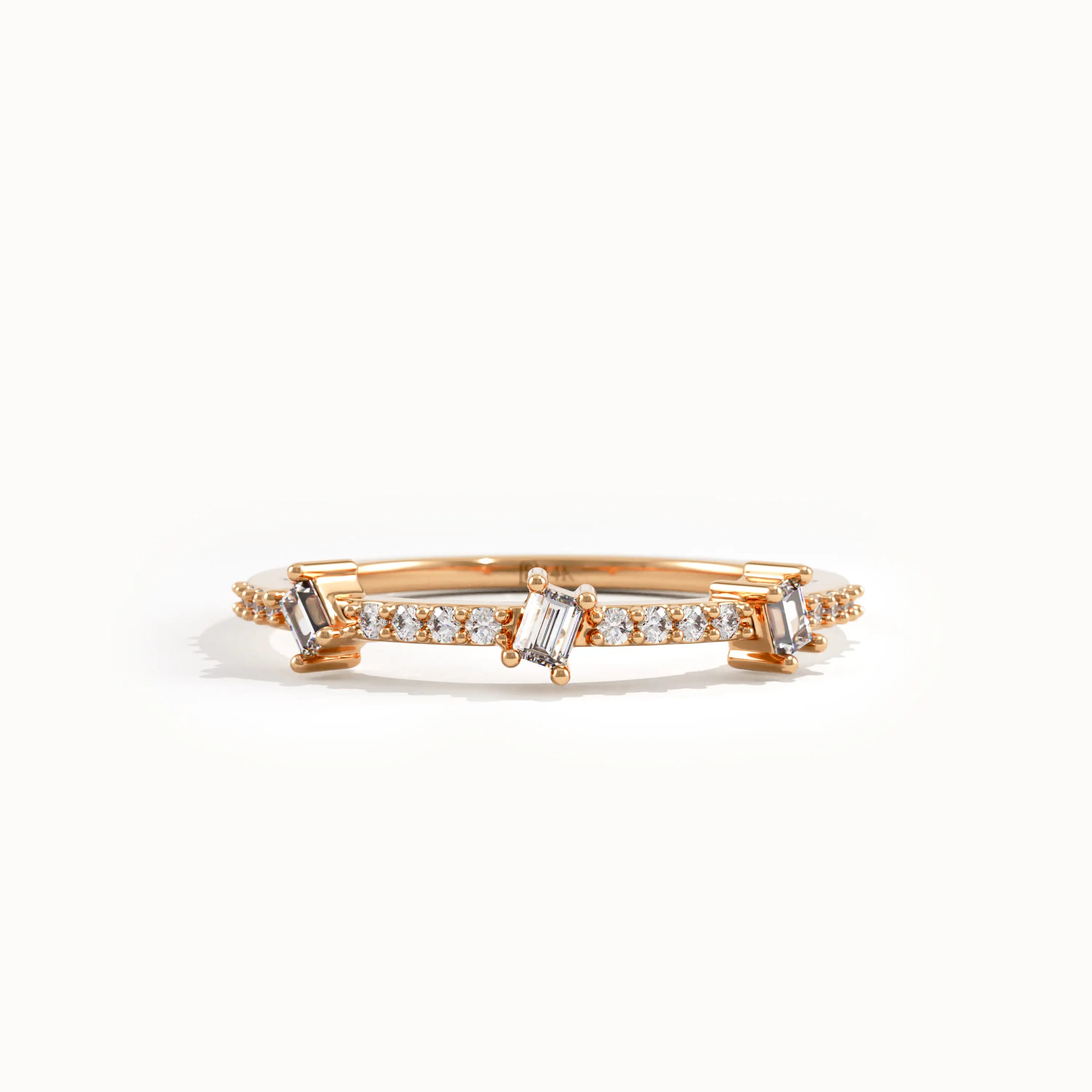 14k Gold Tiny Baguette Wedding Ring - BRENNMORE 