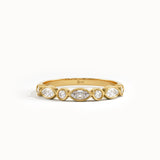 Bezel Half Eternity Wedding Ring in Gold - BRENNMORE